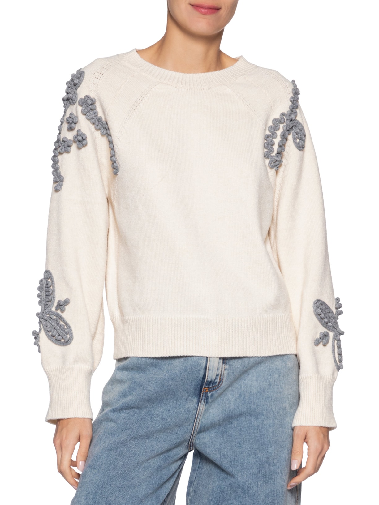 Suéter Feminino Bordado Em Tricot  – Bege Market 33