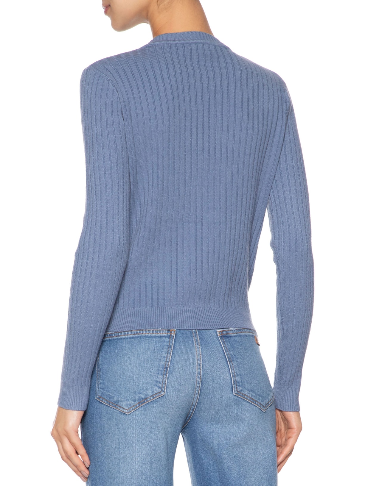 Suéter Feminino Canelado Azul Basiq