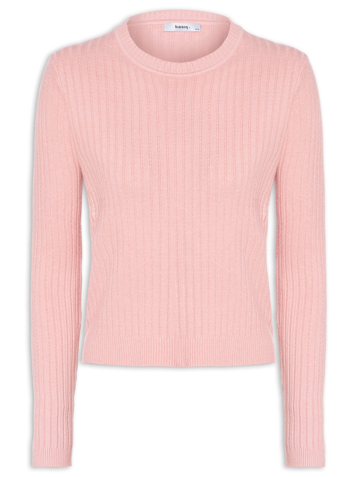 Suéter Feminino Canelado Rosa Basiq