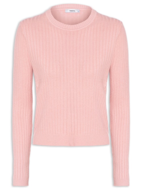 Suéter Feminino Canelado - Rosa