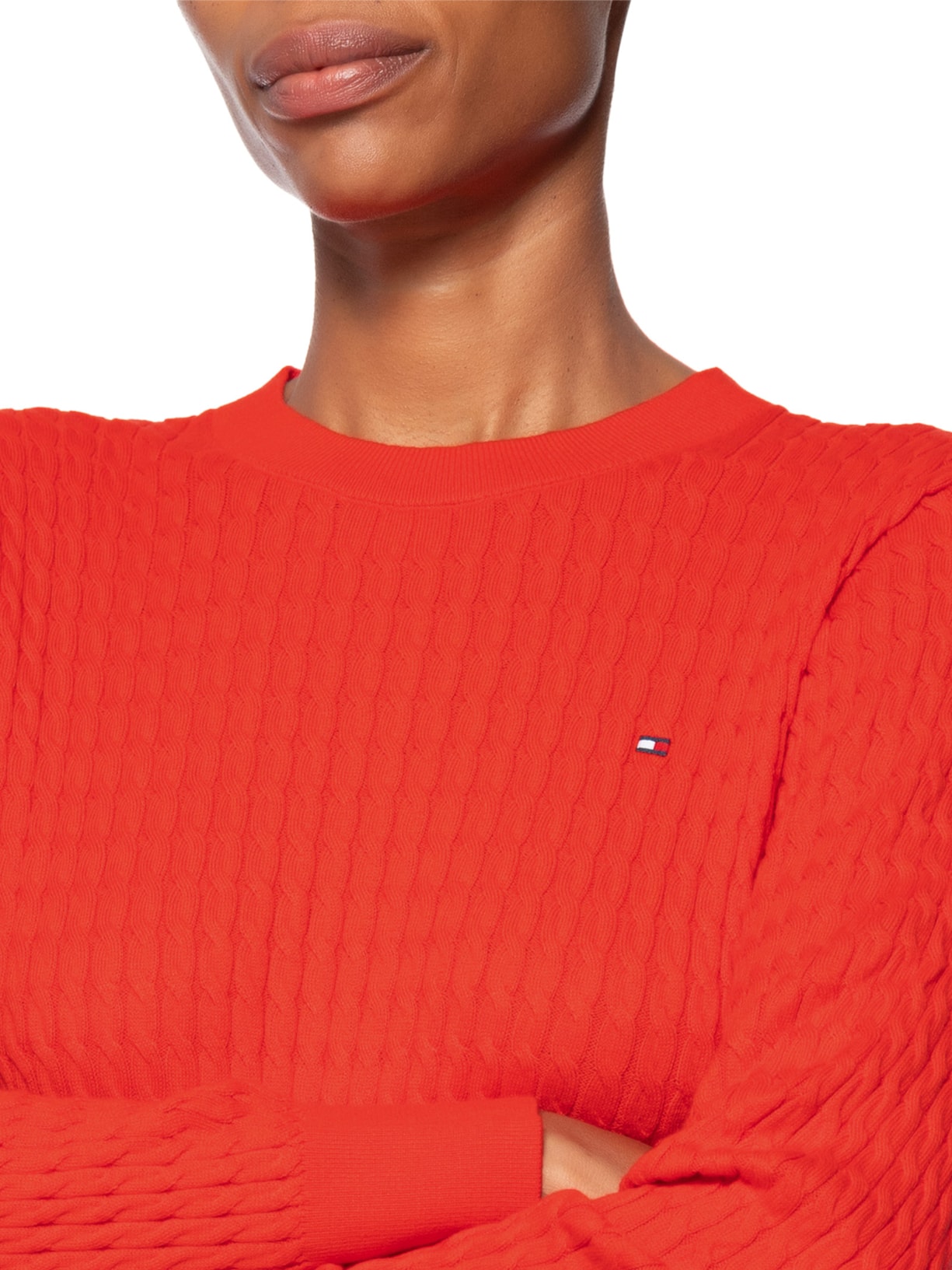 Suéter Feminino Co Cable Fine GG C-Nk Vermelho Tommy Hilfiger