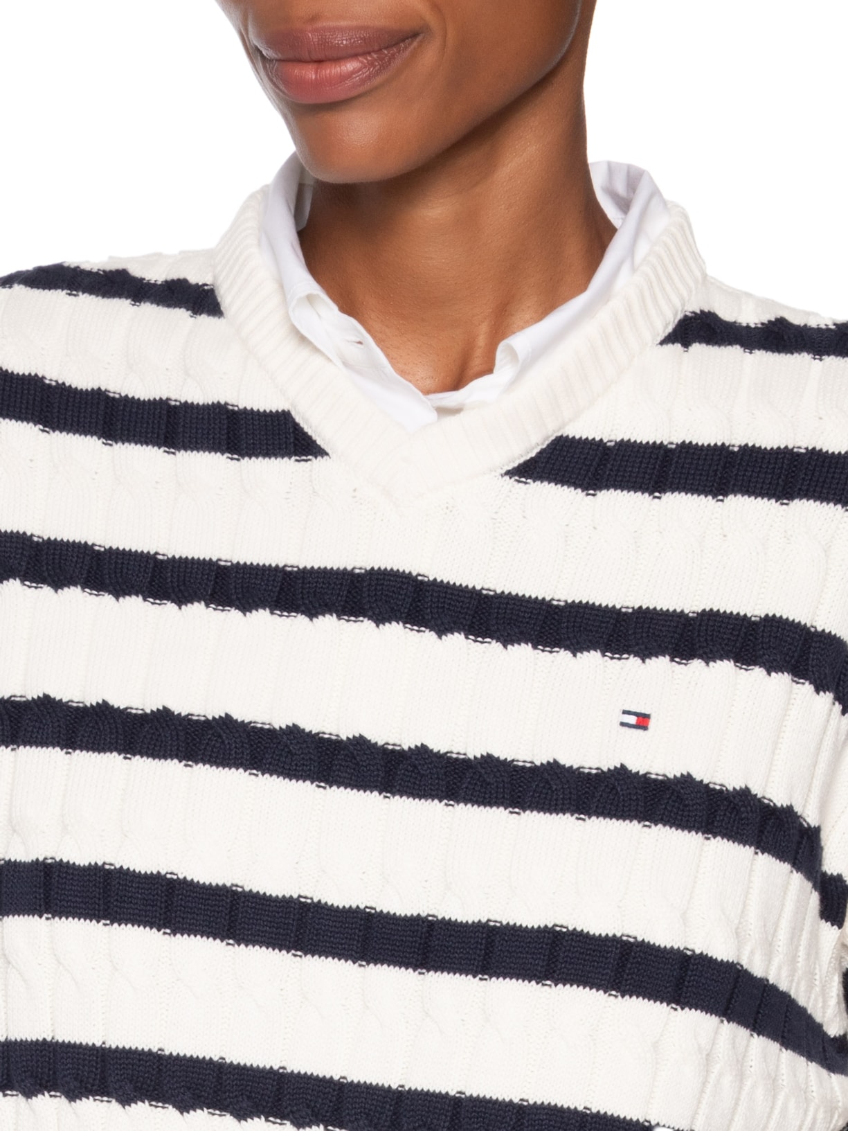 Suéter Feminino Co Cable Mid Branco Tommy Hilfiger