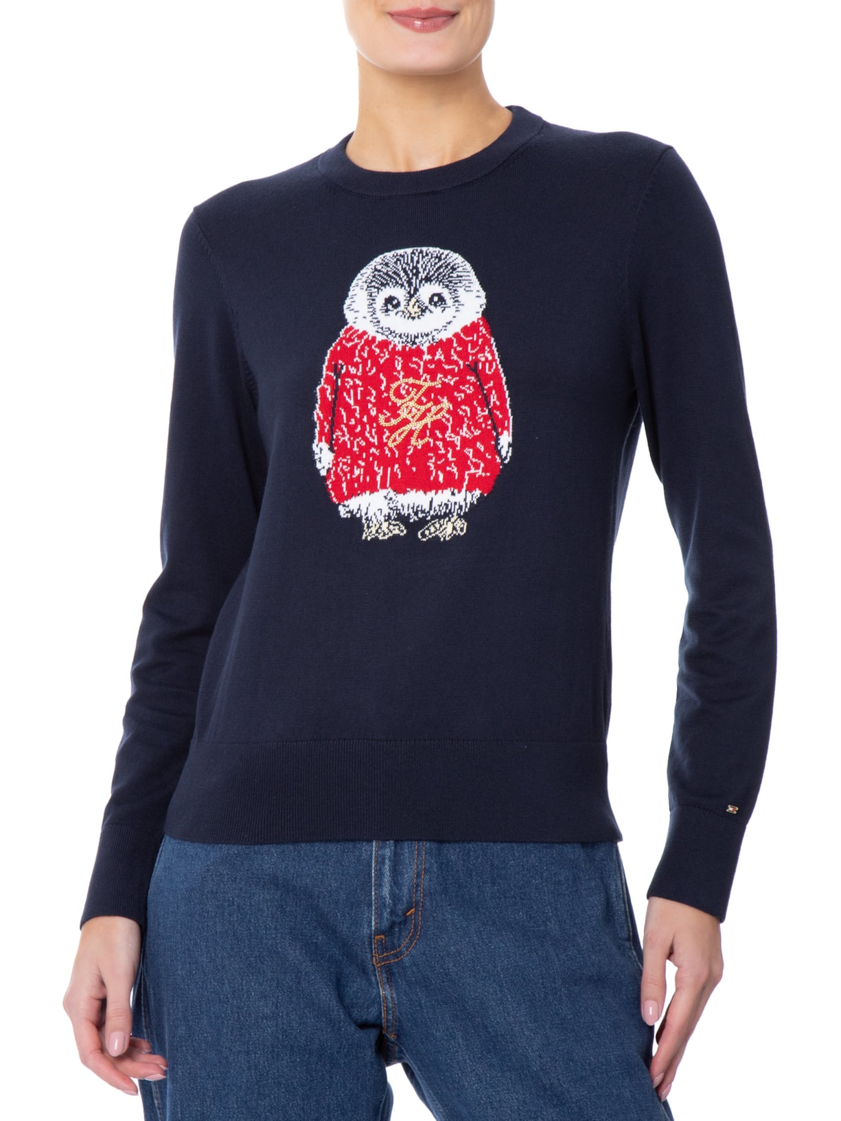 Suéter Feminino Co Jersey Intarsia Azul Tommy Hilfiger