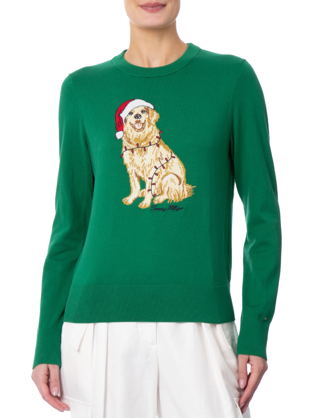 Suéter Feminino Co Jersey Intarsia Verde Tommy Hilfiger