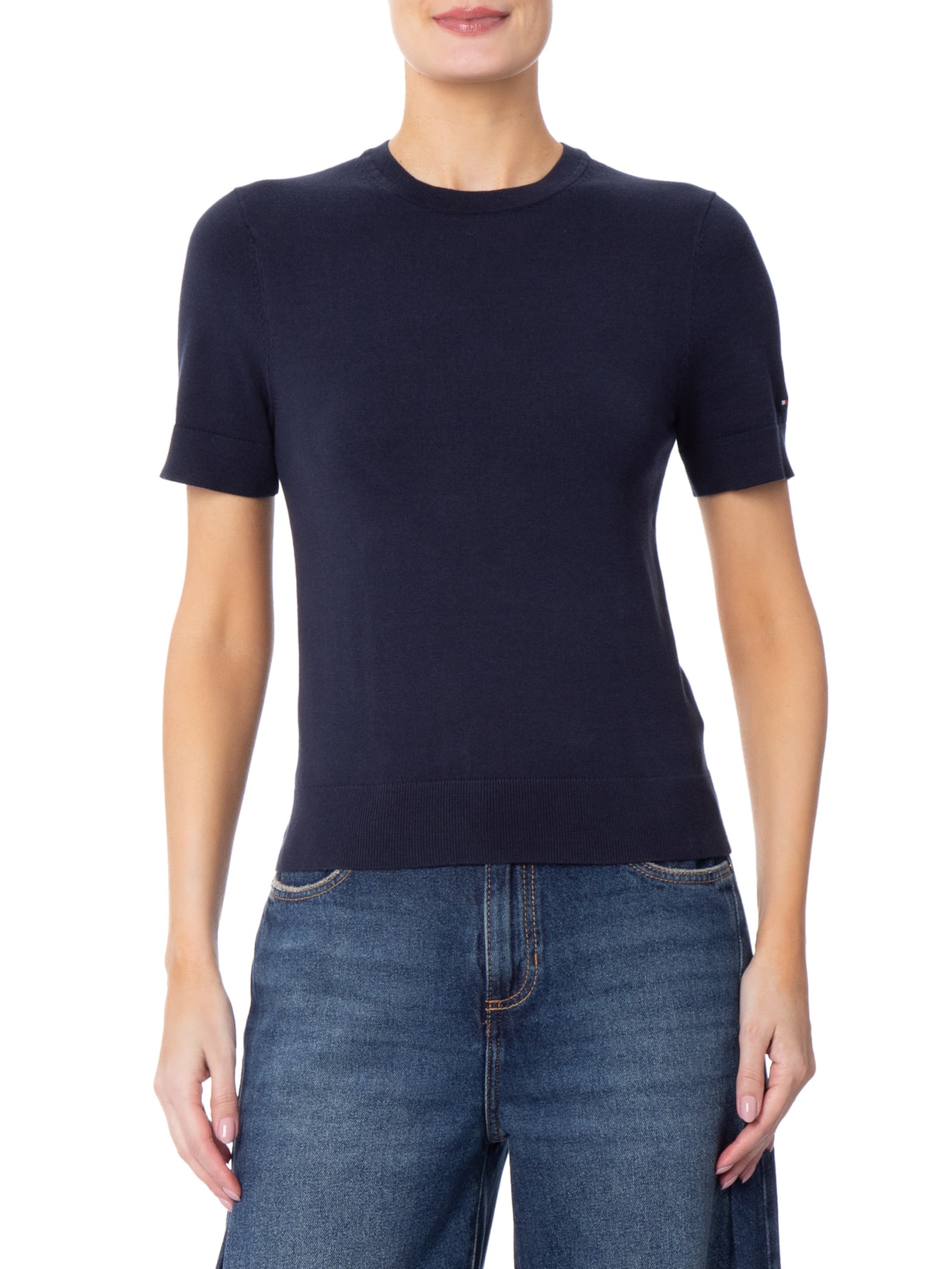 Suéter Feminino Co Jersey Stitch Azul Tommy Hilfiger
