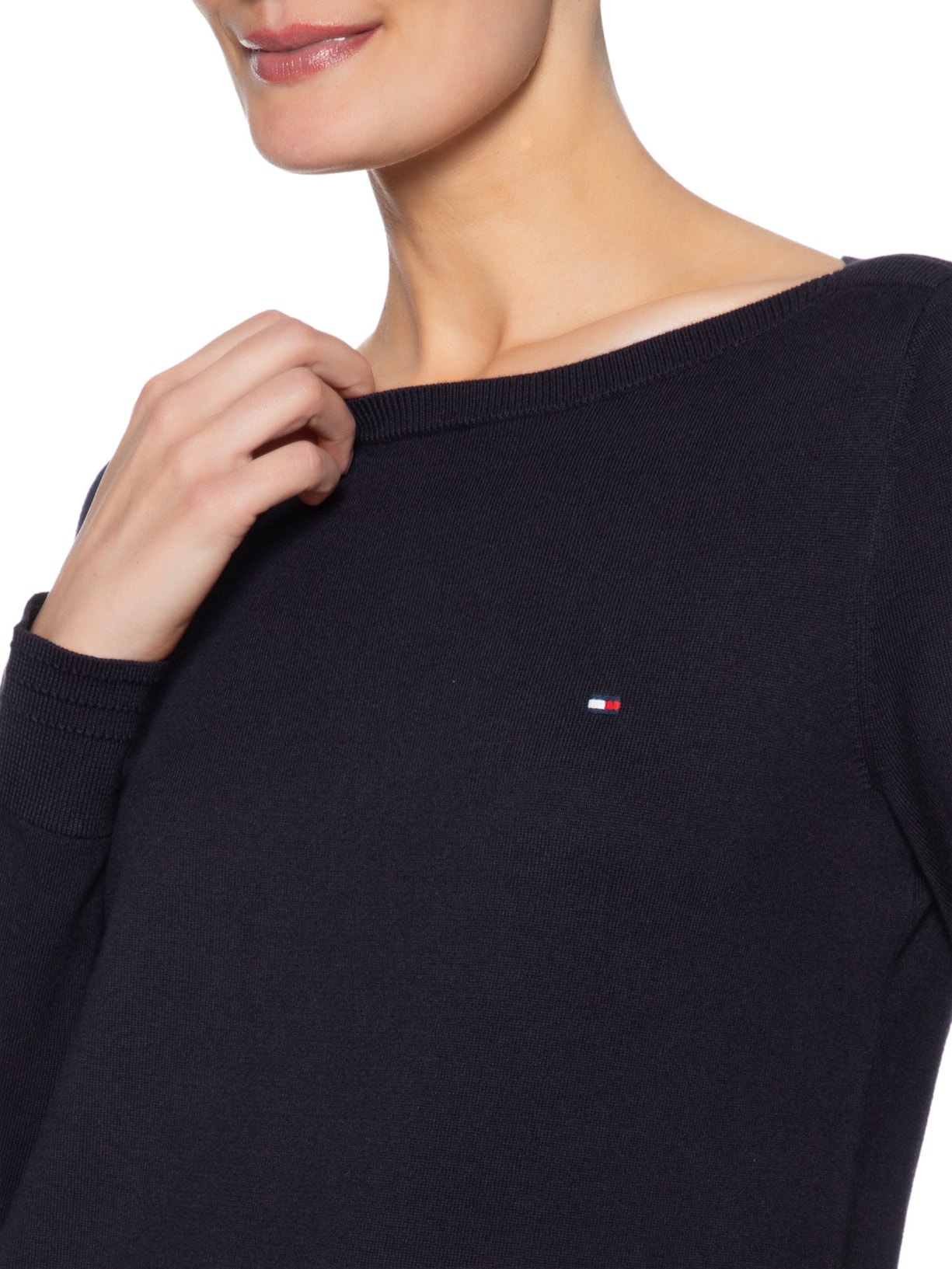 Suéter Feminino Co Jersey Stitch Boat-Nk Azul Tommy Hilfiger