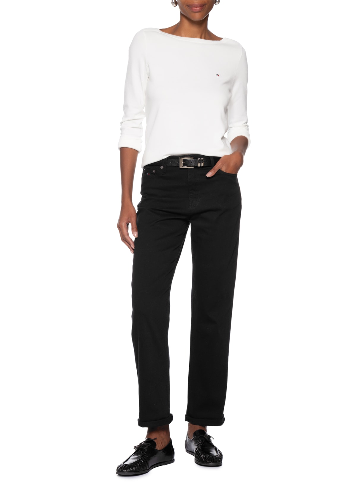 Suéter Feminino Co Jersey Stitch Boat-Nk Branco Tommy Hilfiger