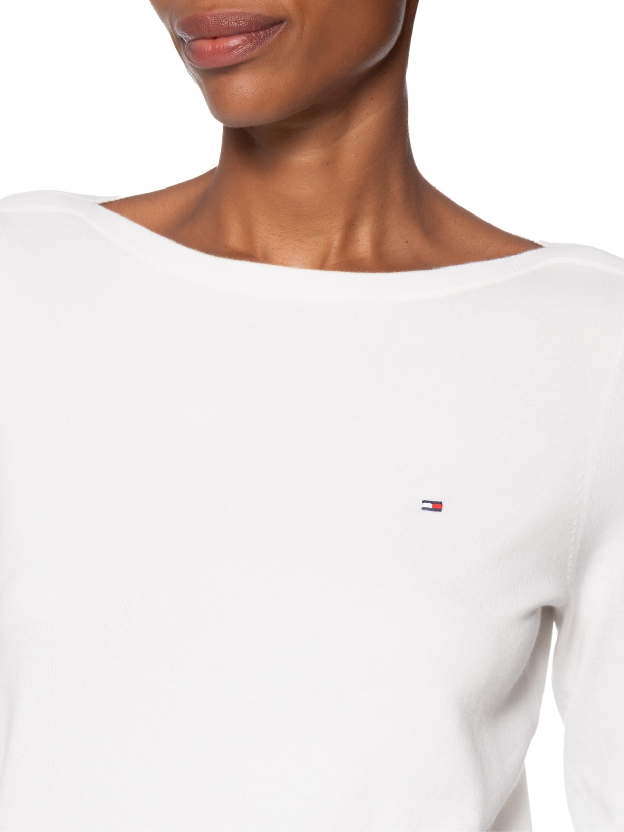 Suéter Feminino Co Jersey Stitch Boat-Nk Branco Tommy Hilfiger