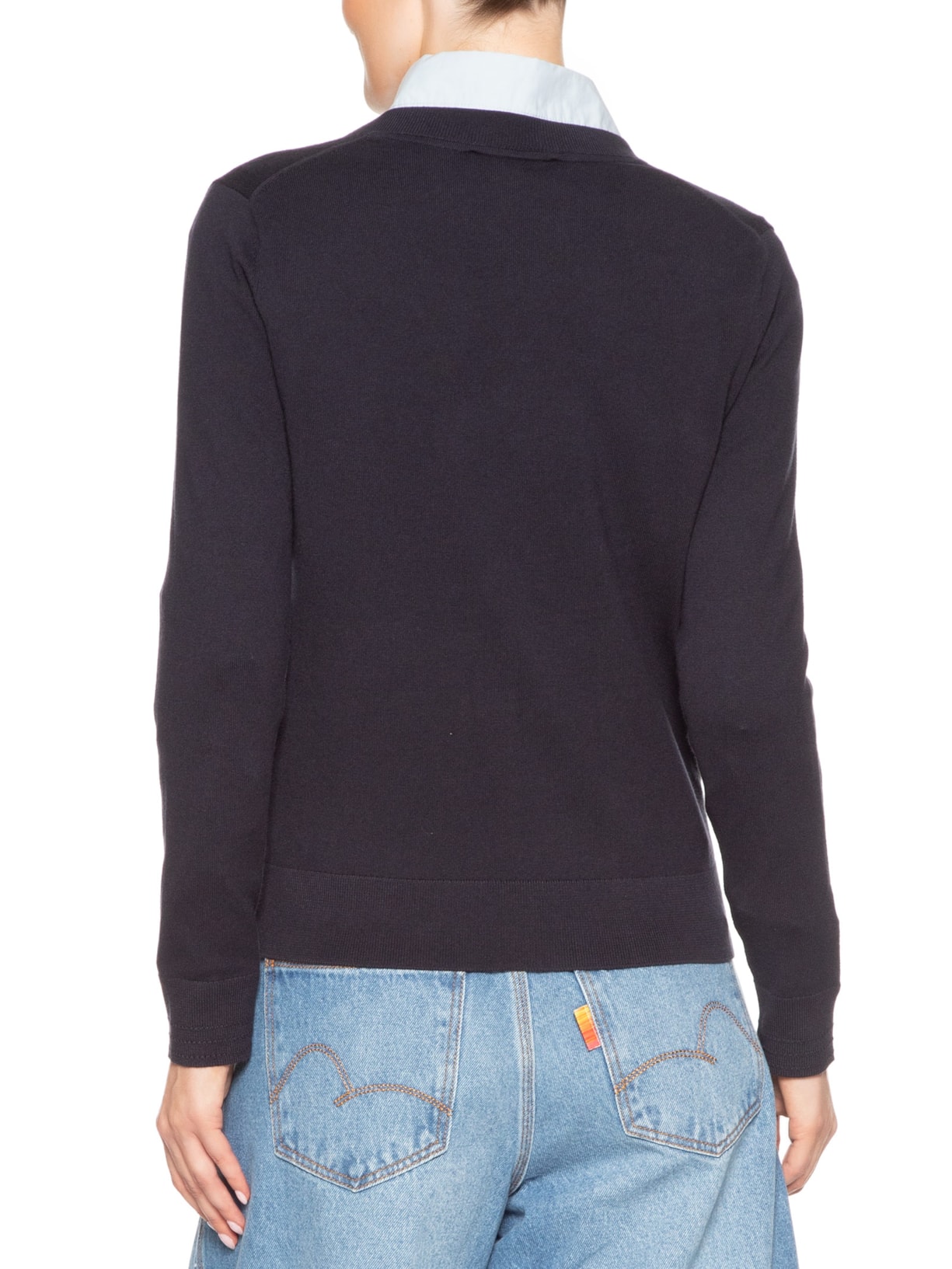 Suéter Feminino Co Jersey Stitch V Azul Tommy Hilfiger