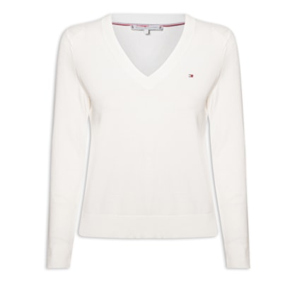 Suéter Feminino Co Jersey Stitch V - Branco