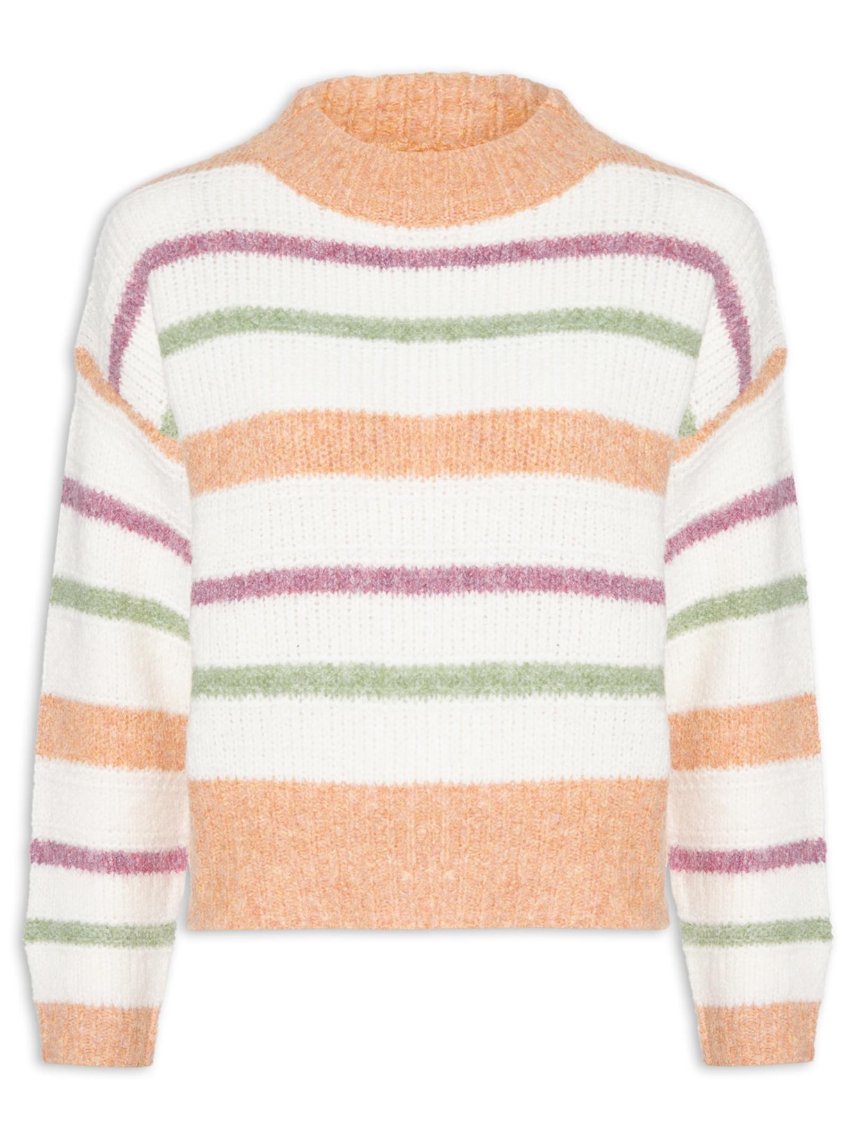 Suéter Feminino Colorido Em Tricot - Off White