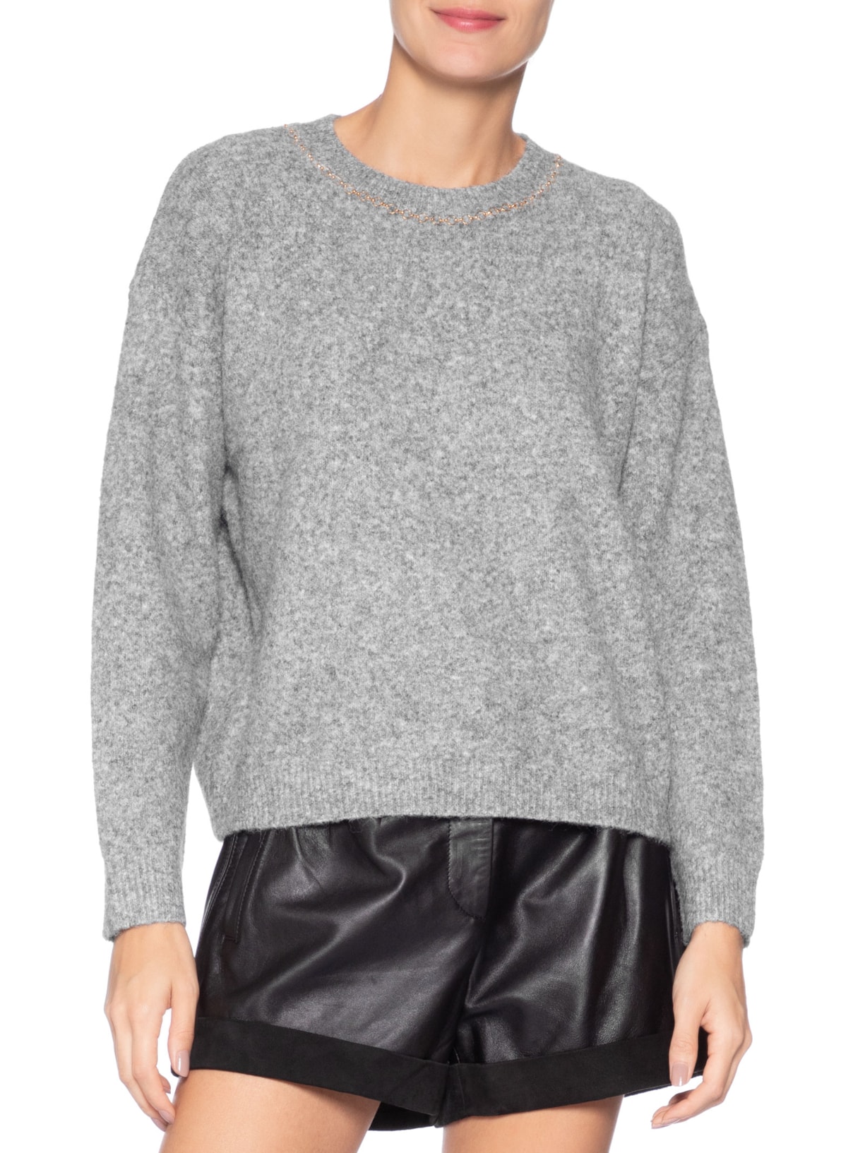 Suéter Feminino Com Corrente Cinza Market 33