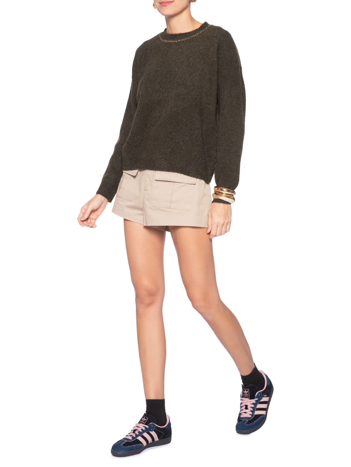 Suéter Feminino Com Corrente Marrom Market 33