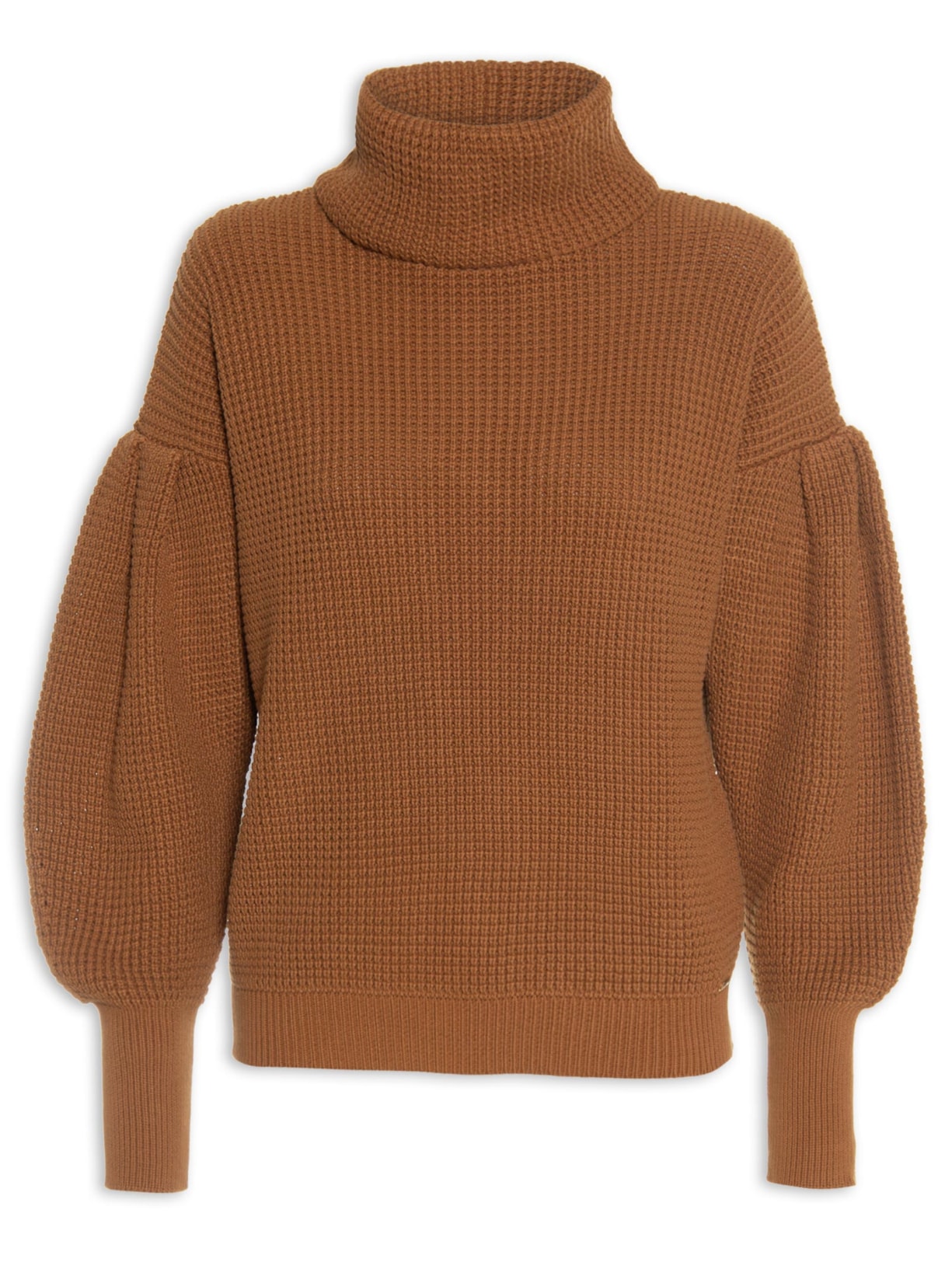 Suéter Feminino Com Mangas Bufantes - Marrom