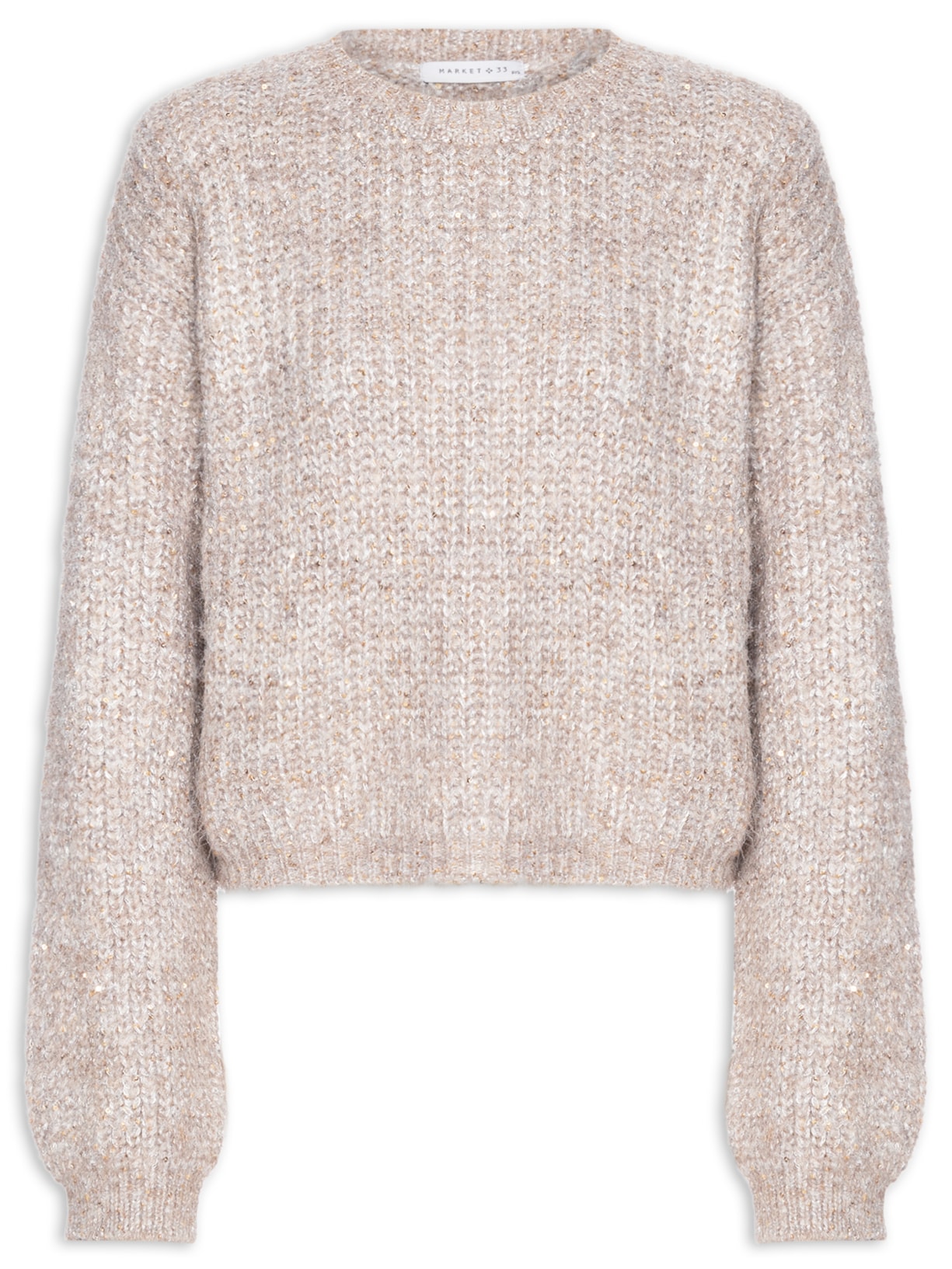 Suéter Feminino Com Paetê - Bege