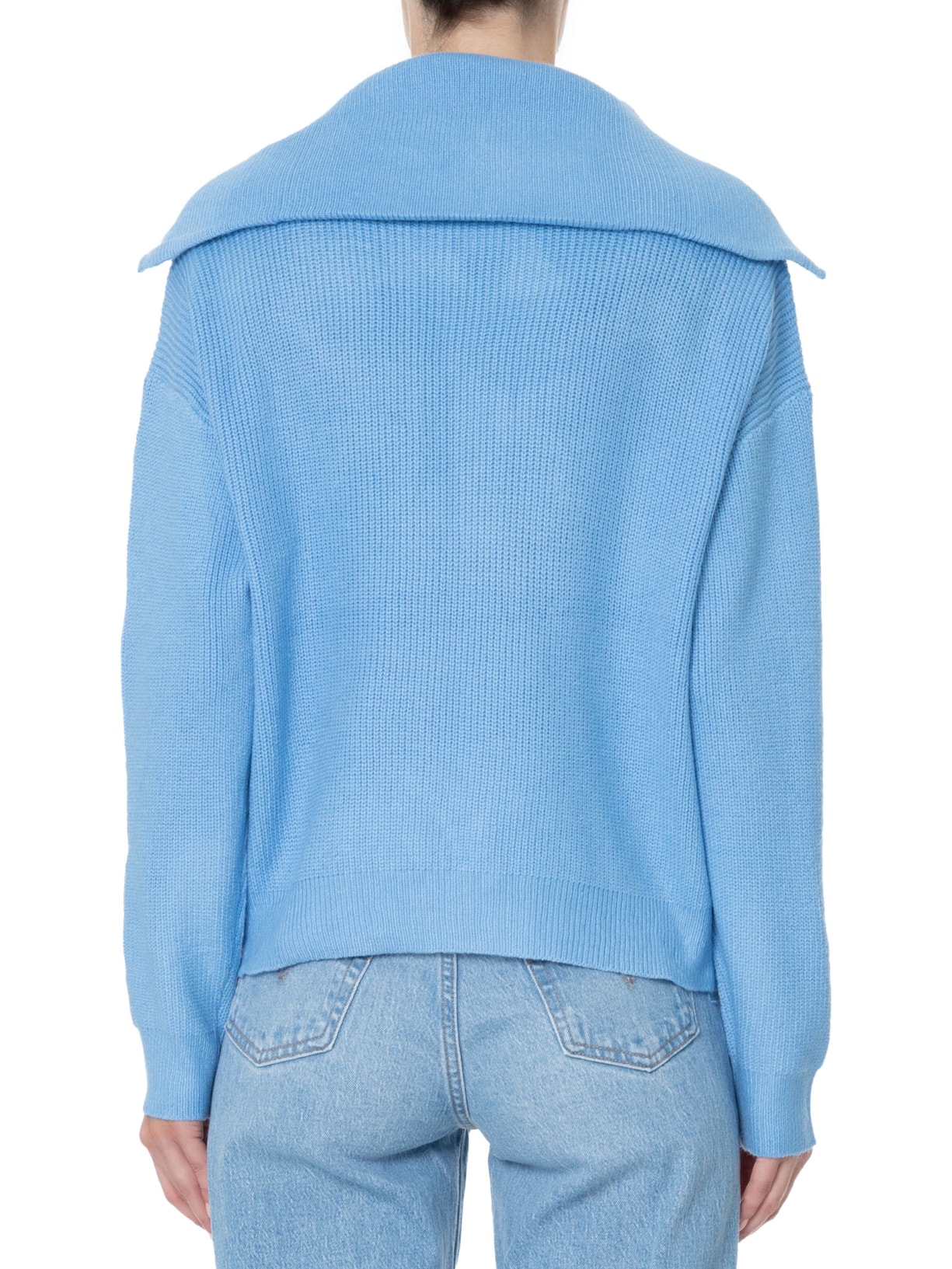 Suéter Feminino Com Zíper Frontal Azul Basiq