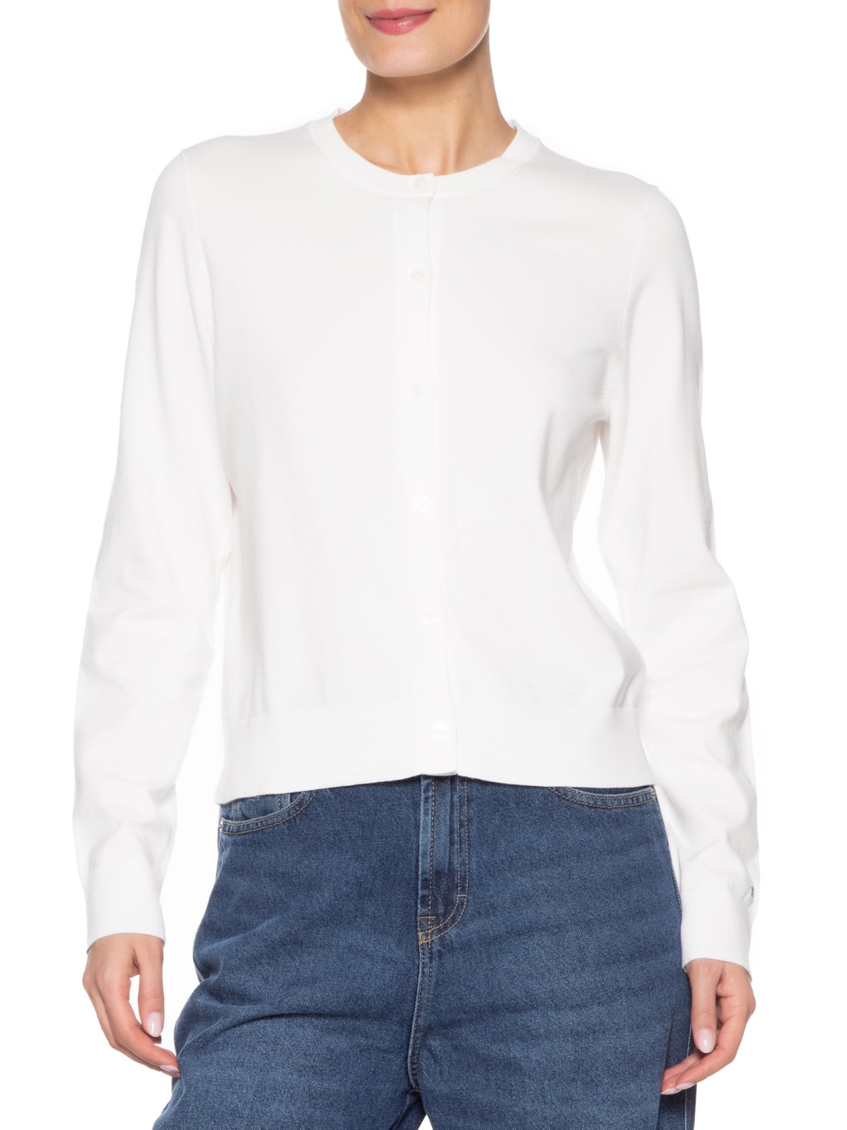 Suéter Feminino Cotton Jersey Stitch Branco Tommy Hilfiger