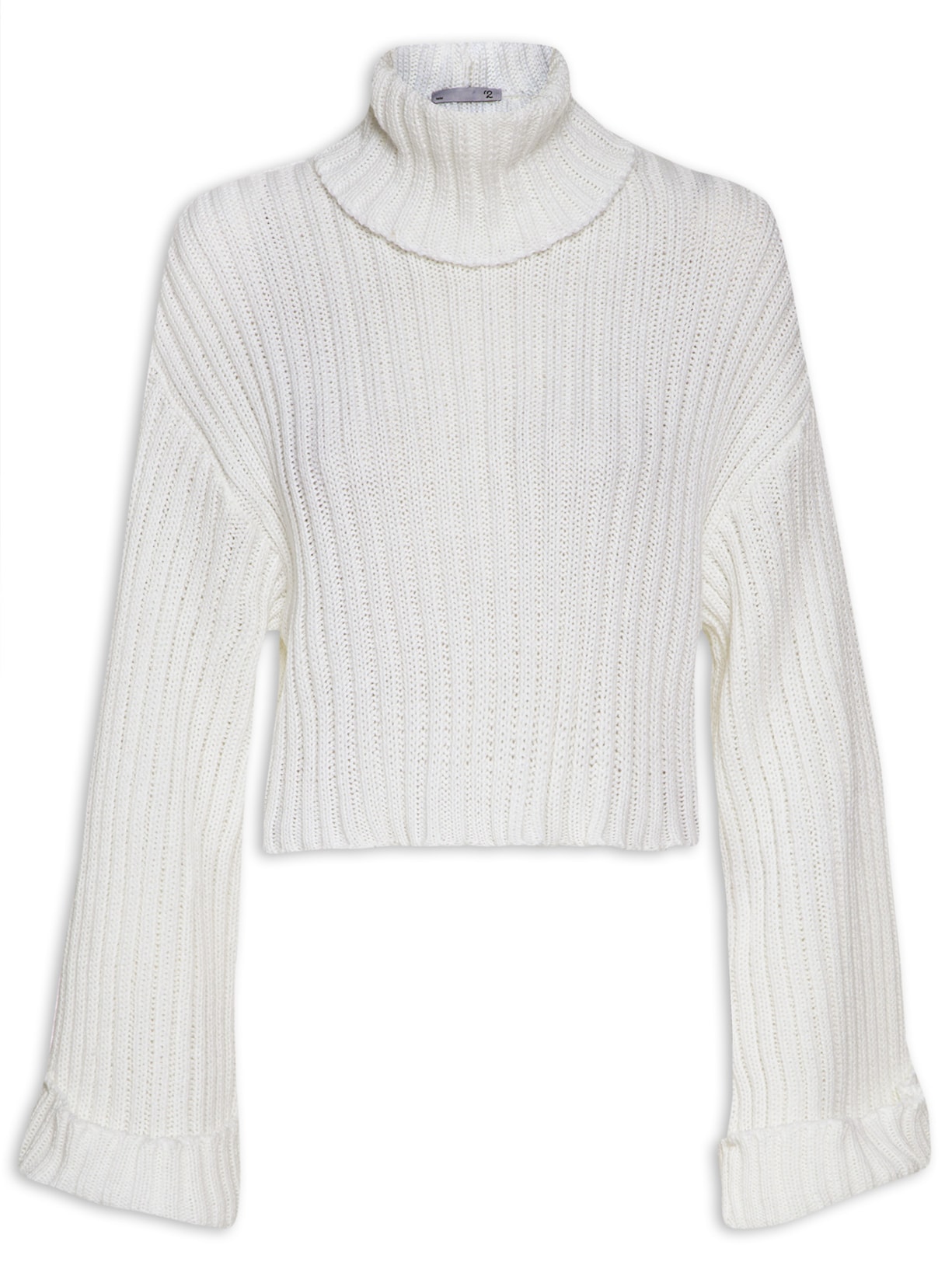 Suéter Feminino Cropped Manga Longa - Branco