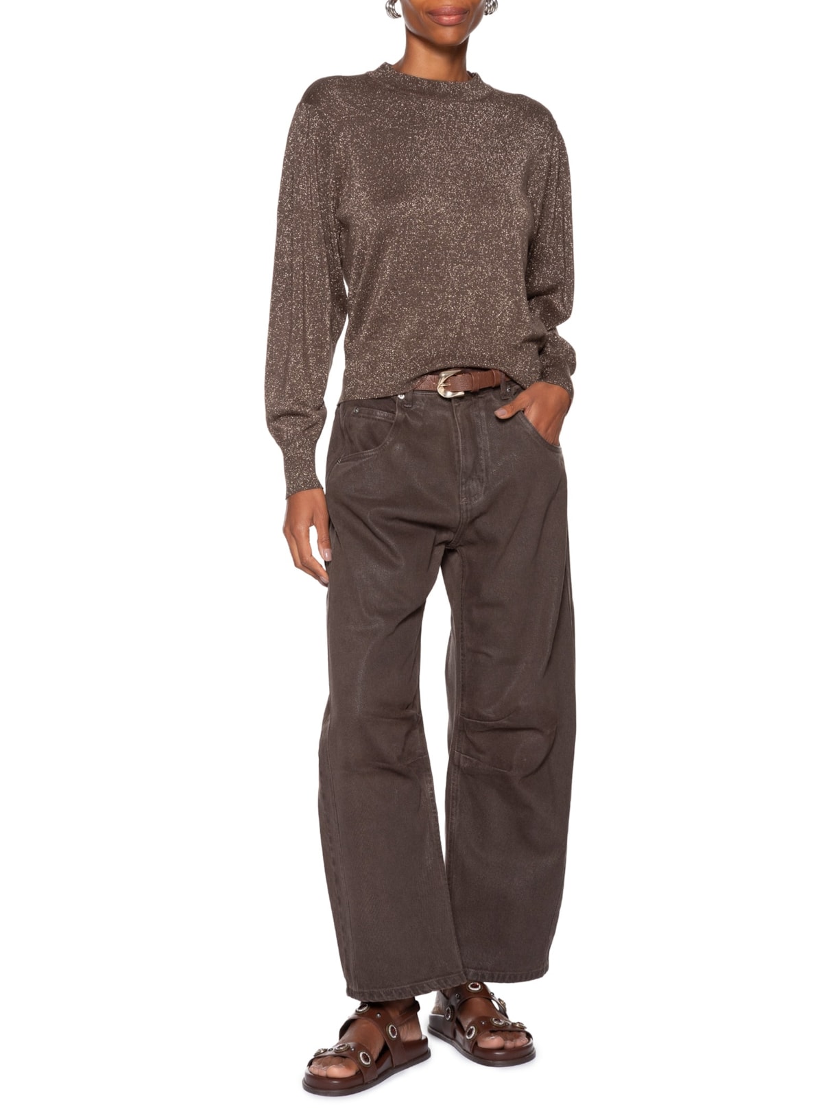 Suéter Feminino De Tricot Com Lurex Dourado Animale Jeans