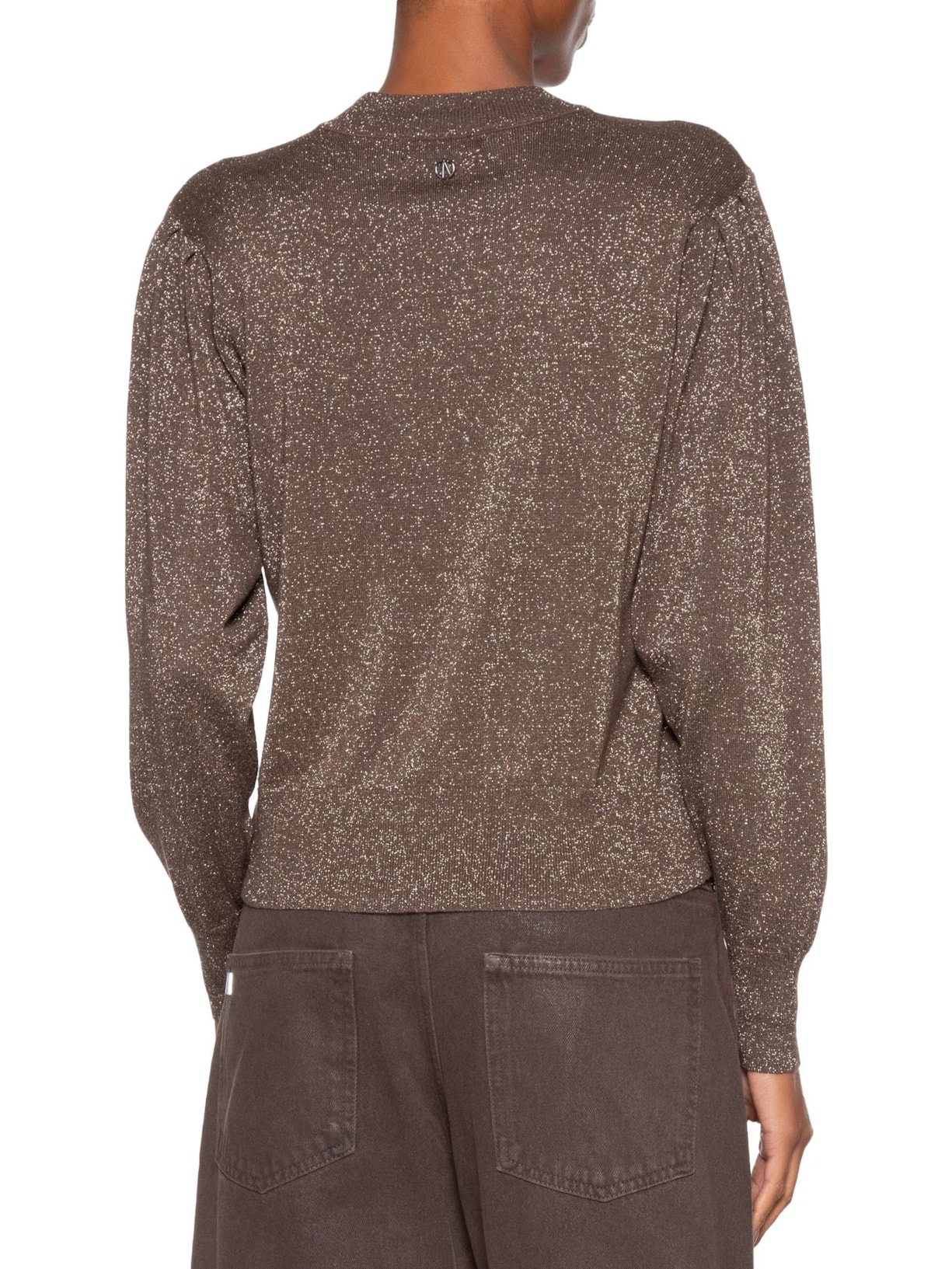 Suéter Feminino De Tricot Com Lurex Dourado Animale Jeans