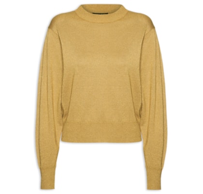 Suéter Feminino De Tricot Com Lurex - Dourado