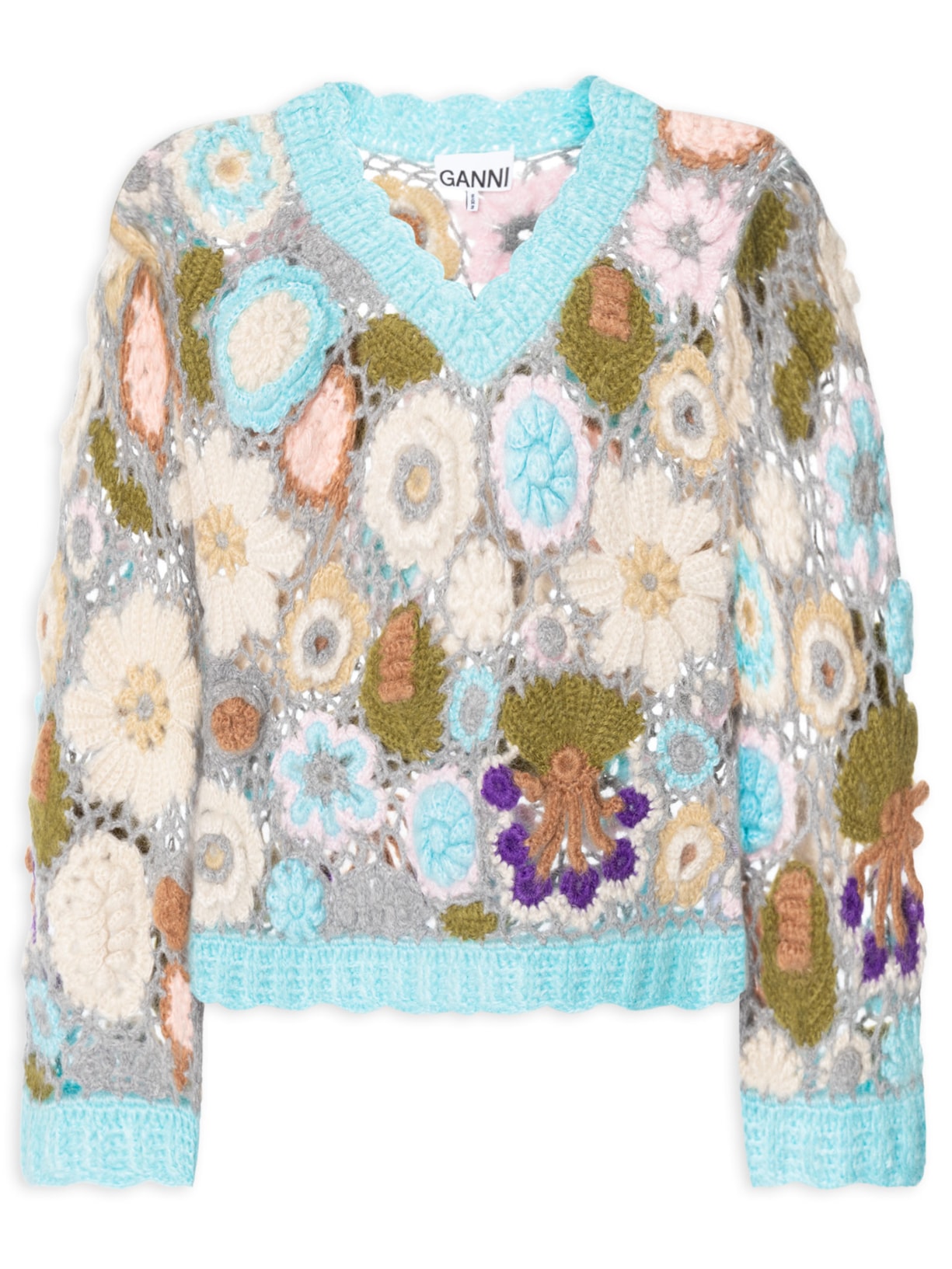 Suéter Feminino Dreamy Floral Azul Ganni