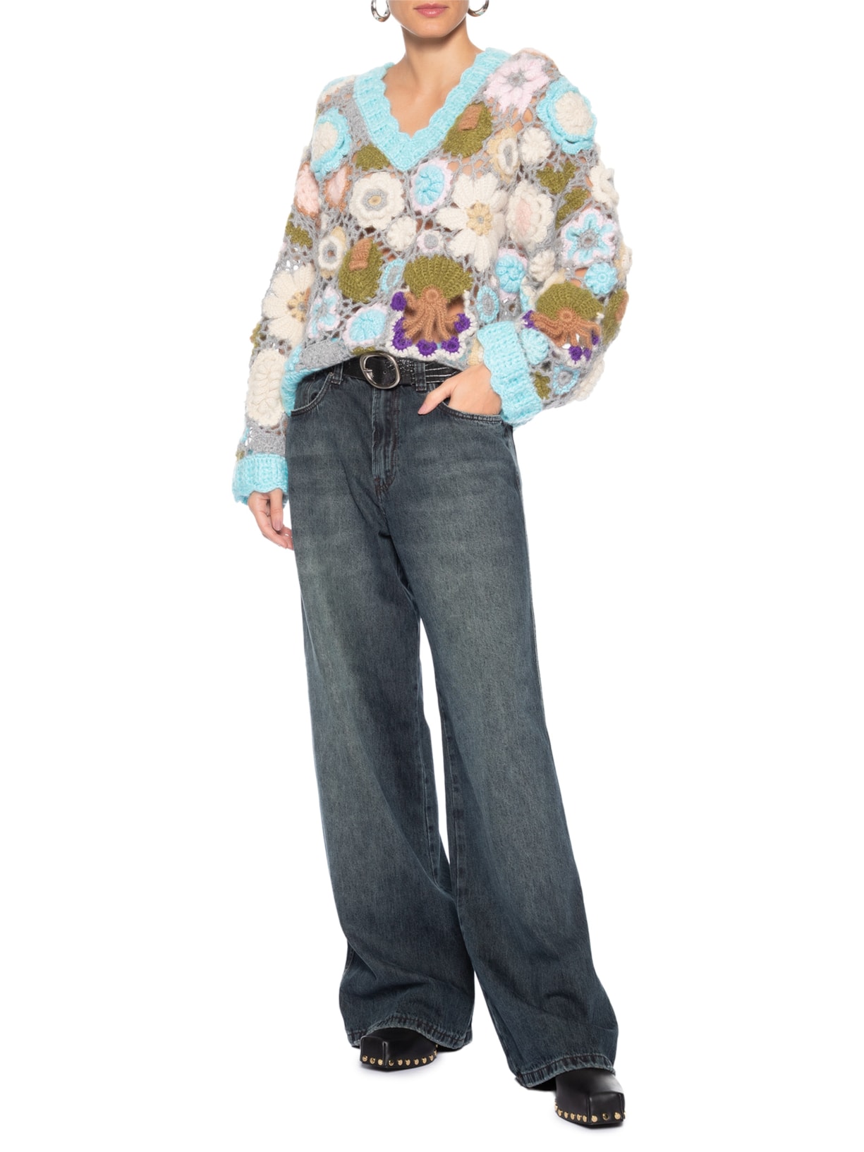 Suéter Feminino Dreamy Floral Azul Ganni
