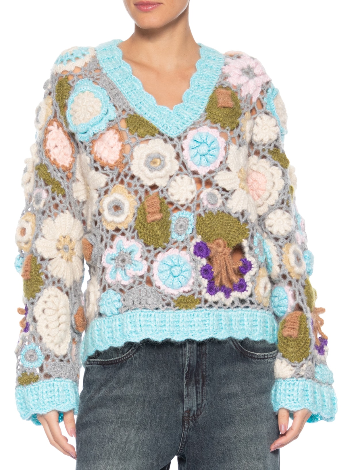 Suéter Feminino Dreamy Floral Azul Ganni
