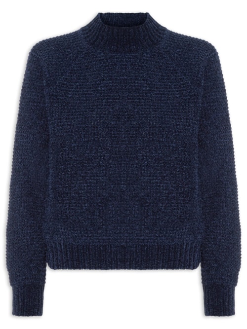 Suéter Feminino Em Tricot - Azul