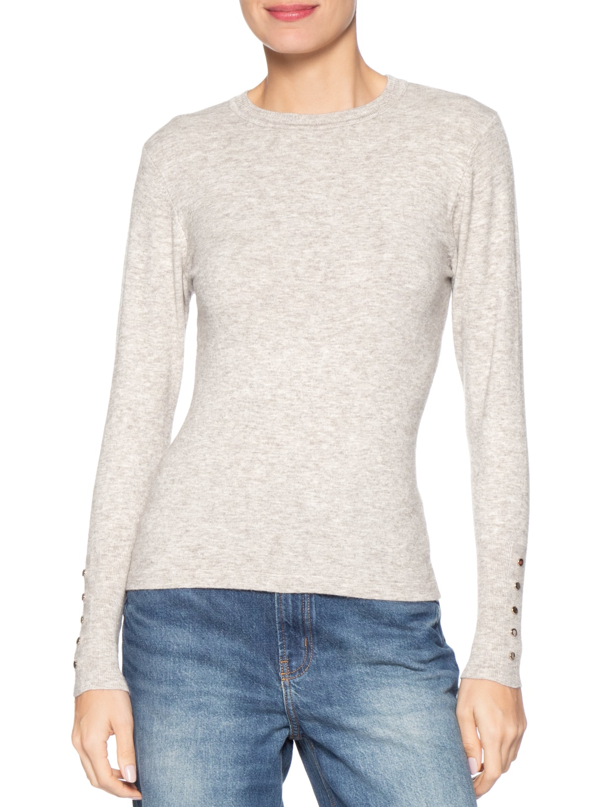 Suéter Feminino Em Tricot Bege Basiq
