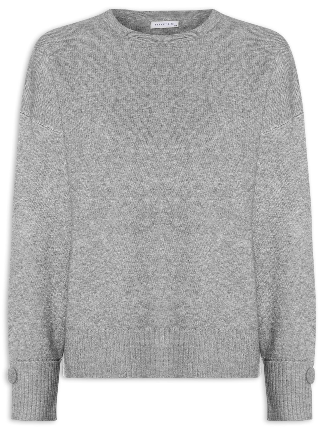 Suéter Feminino Em Tricot Cinza Market 33