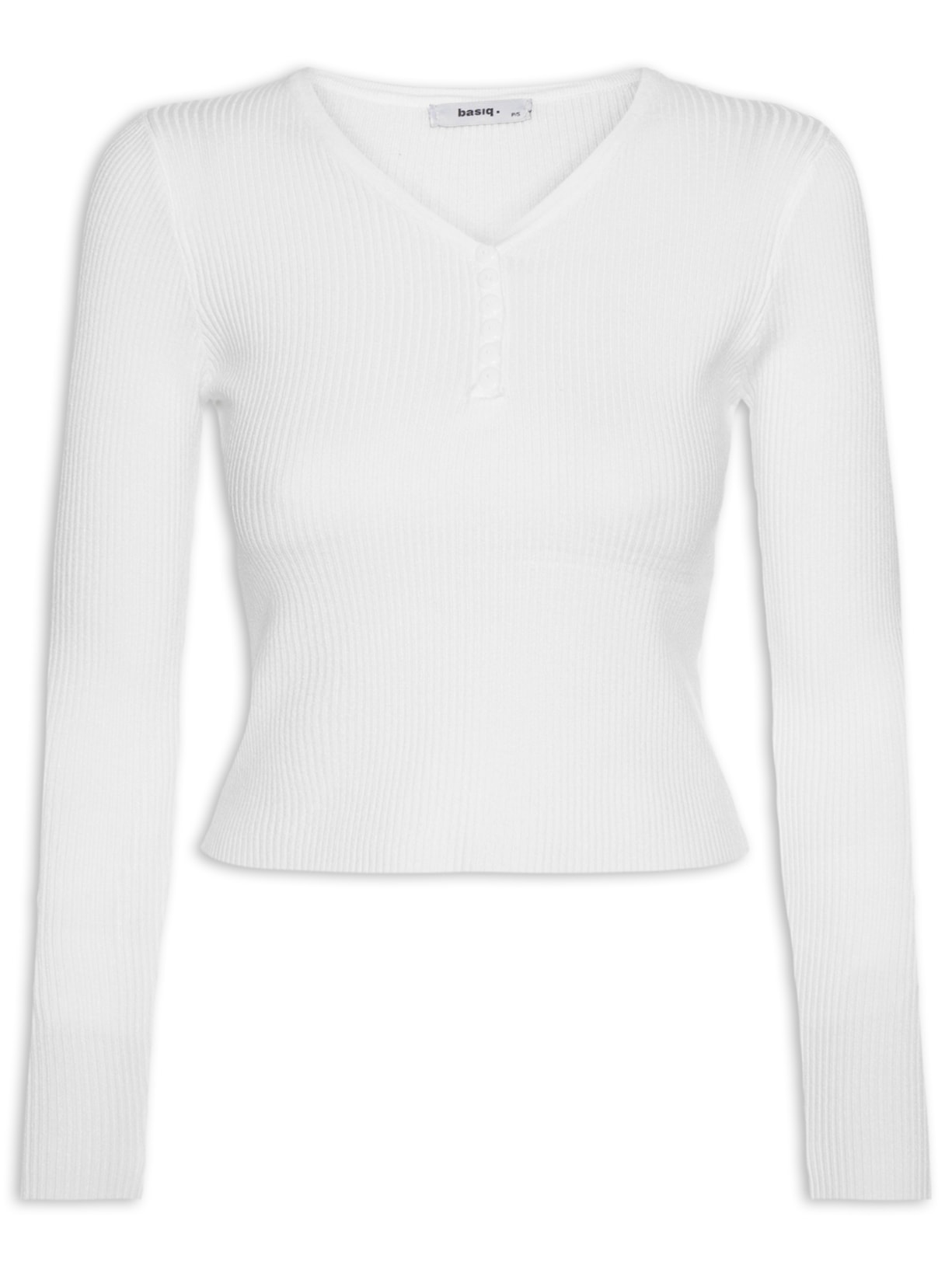 Suéter Feminino Em Tricot Com Botões Branco Basiq