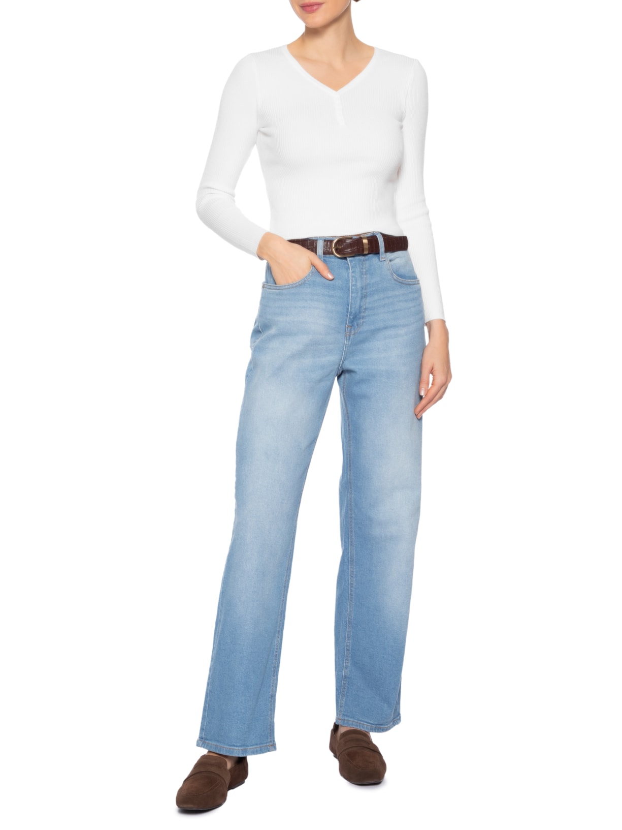 Suéter Feminino Em Tricot Com Botões Branco Basiq