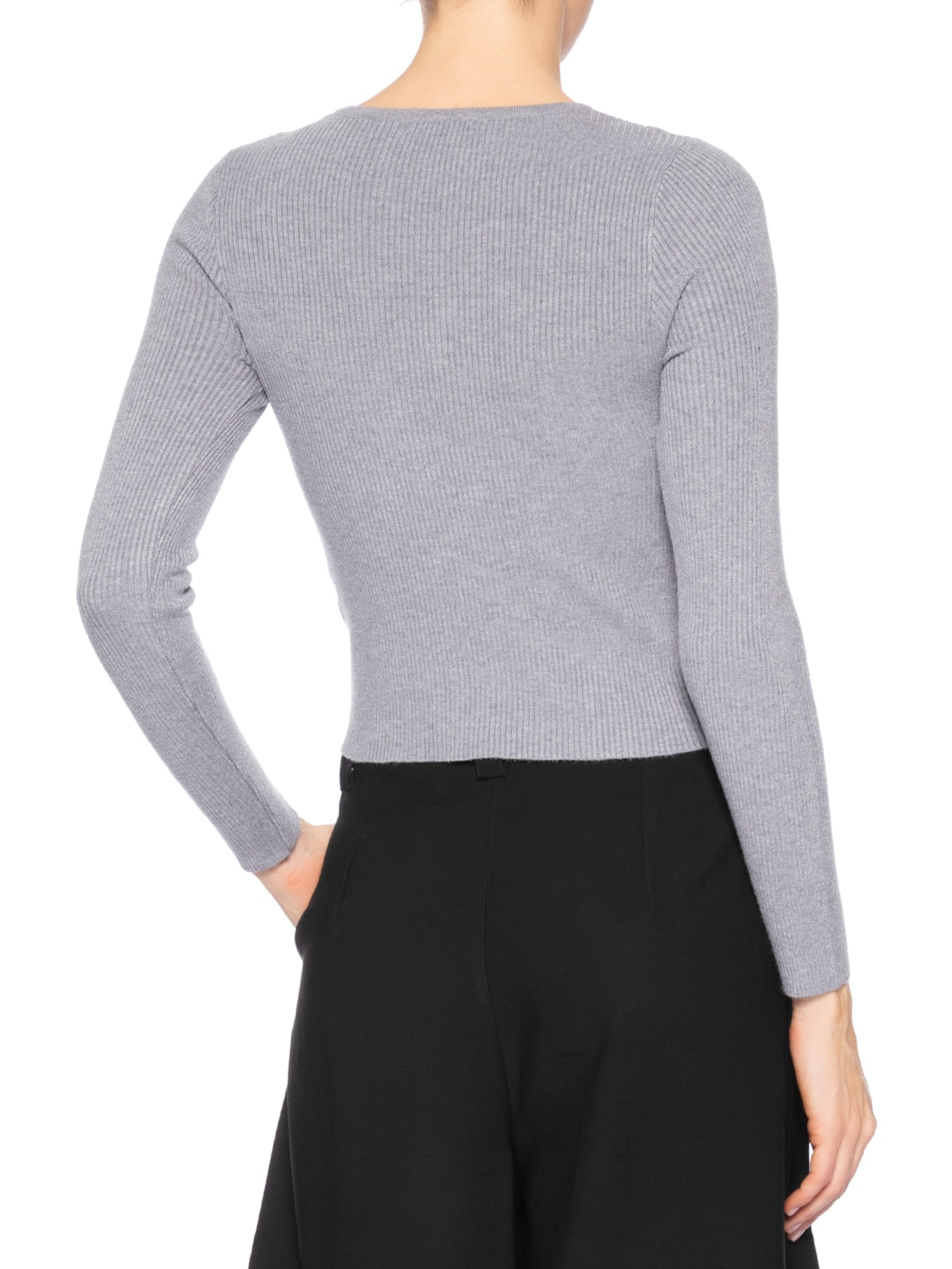 Suéter Feminino Em Tricot Com Botões Cinza Basiq