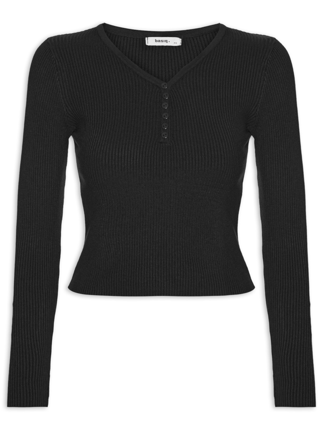 Suéter Feminino Em Tricot Com Botões Preto Basiq