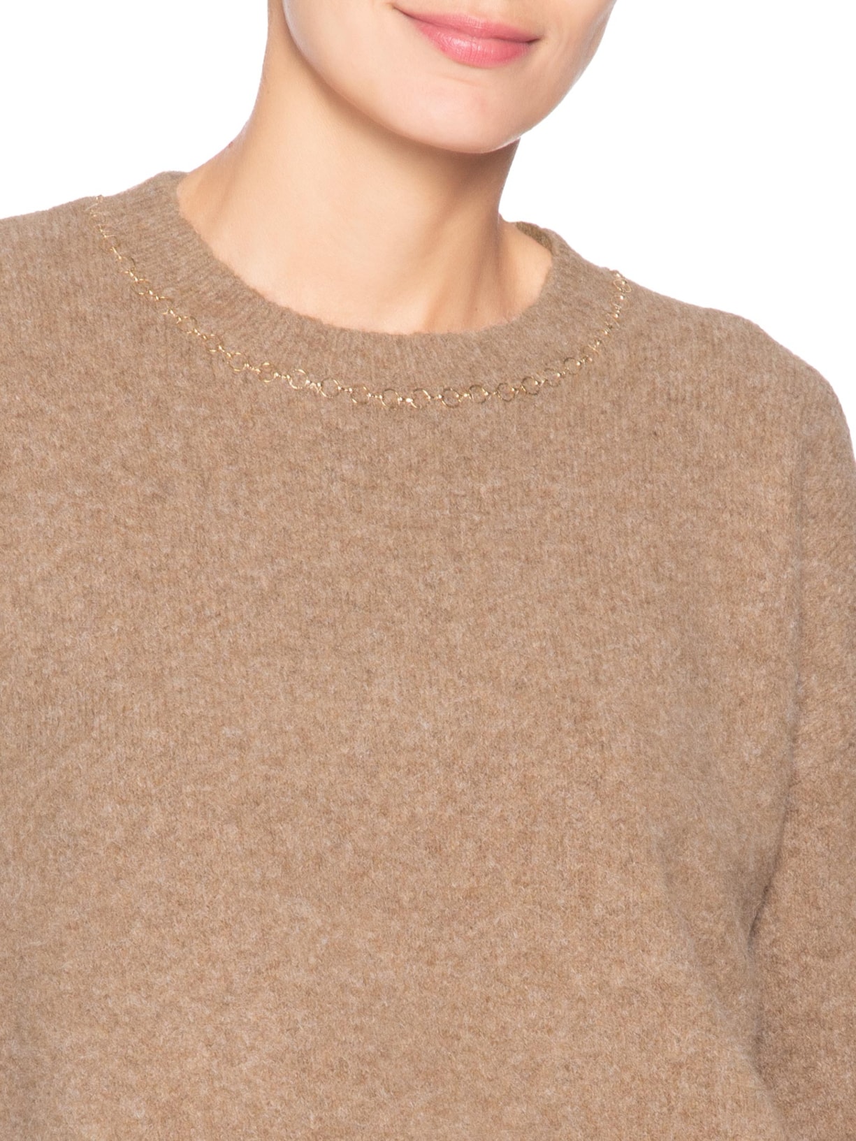 Suéter Feminino Em Tricot Com Detalhe Corrente Marrom Market 33