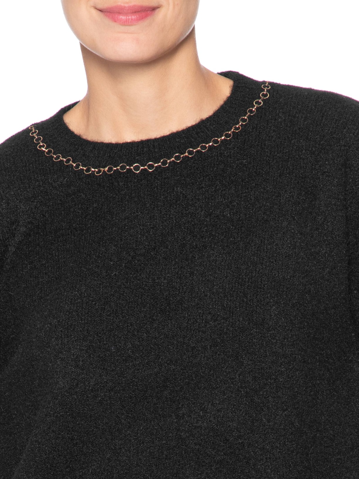 Suéter Feminino Em Tricot Com Detalhe Corrente Preto Market 33
