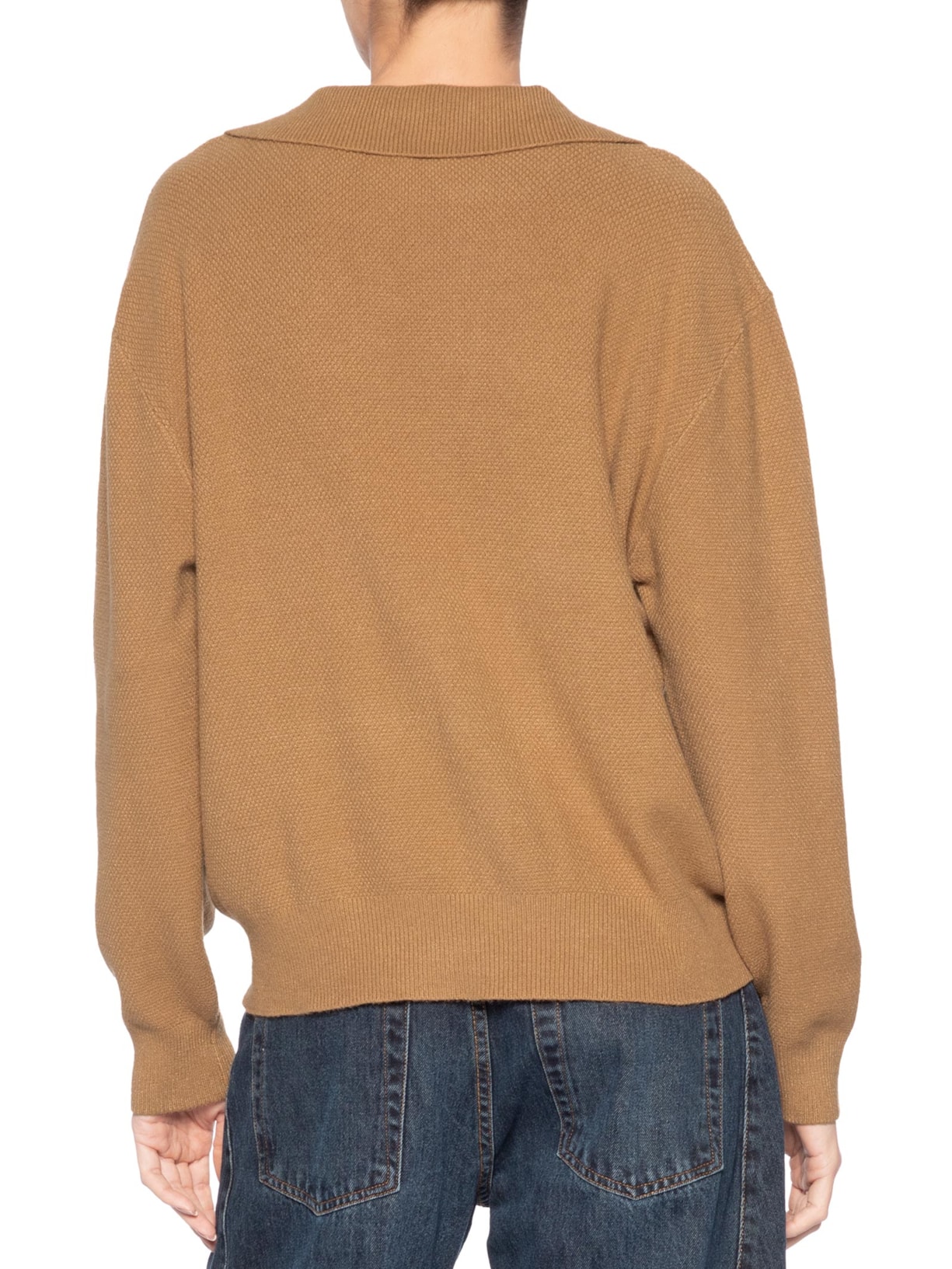 Suéter Feminino Em Tricot  Com Gola Polo Marrom Market 33