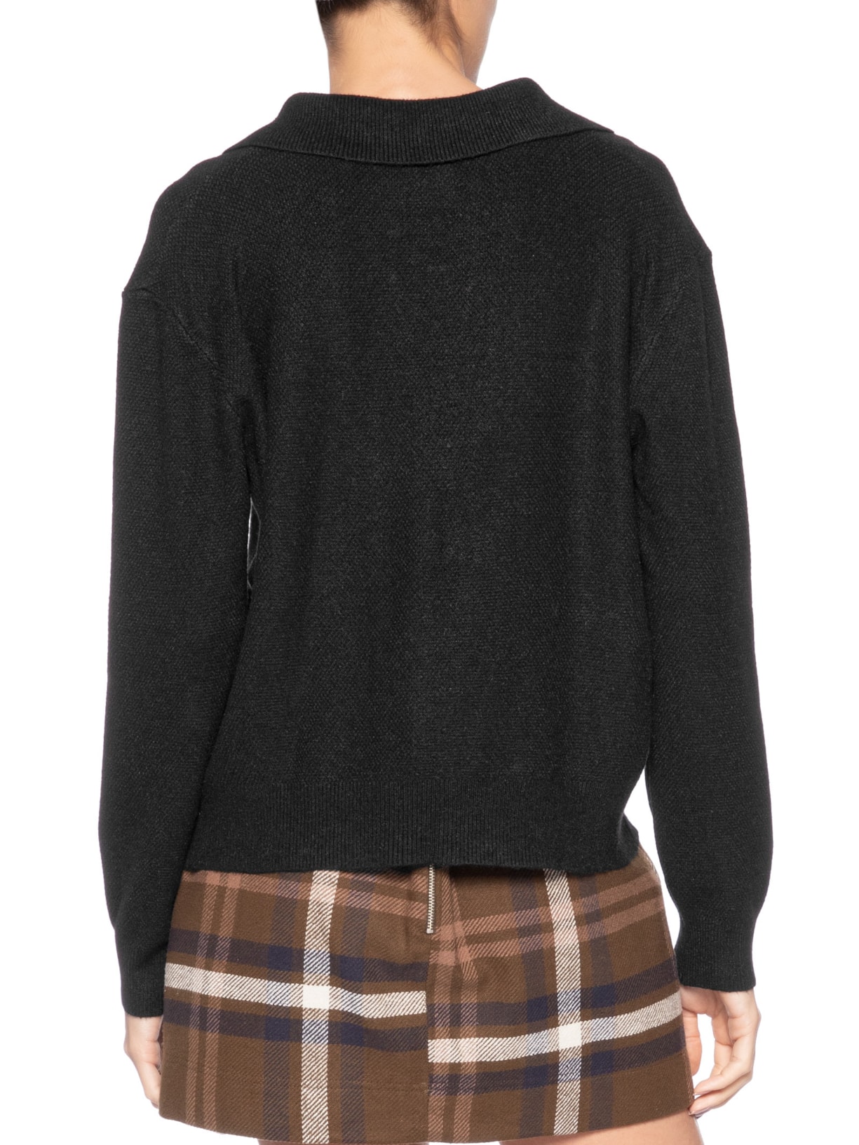 Suéter Feminino Em Tricot  Com Gola Polo Preto Market 33