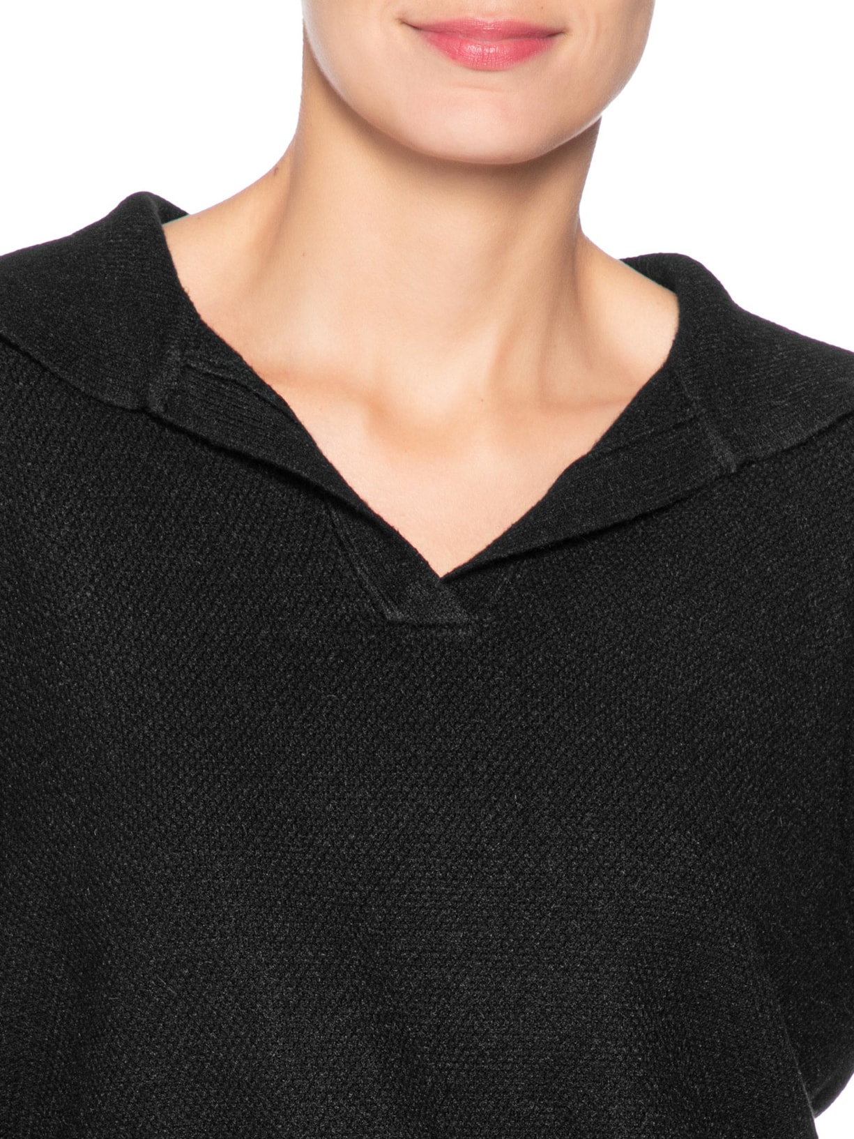 Suéter Feminino Em Tricot  Com Gola Polo Preto Market 33