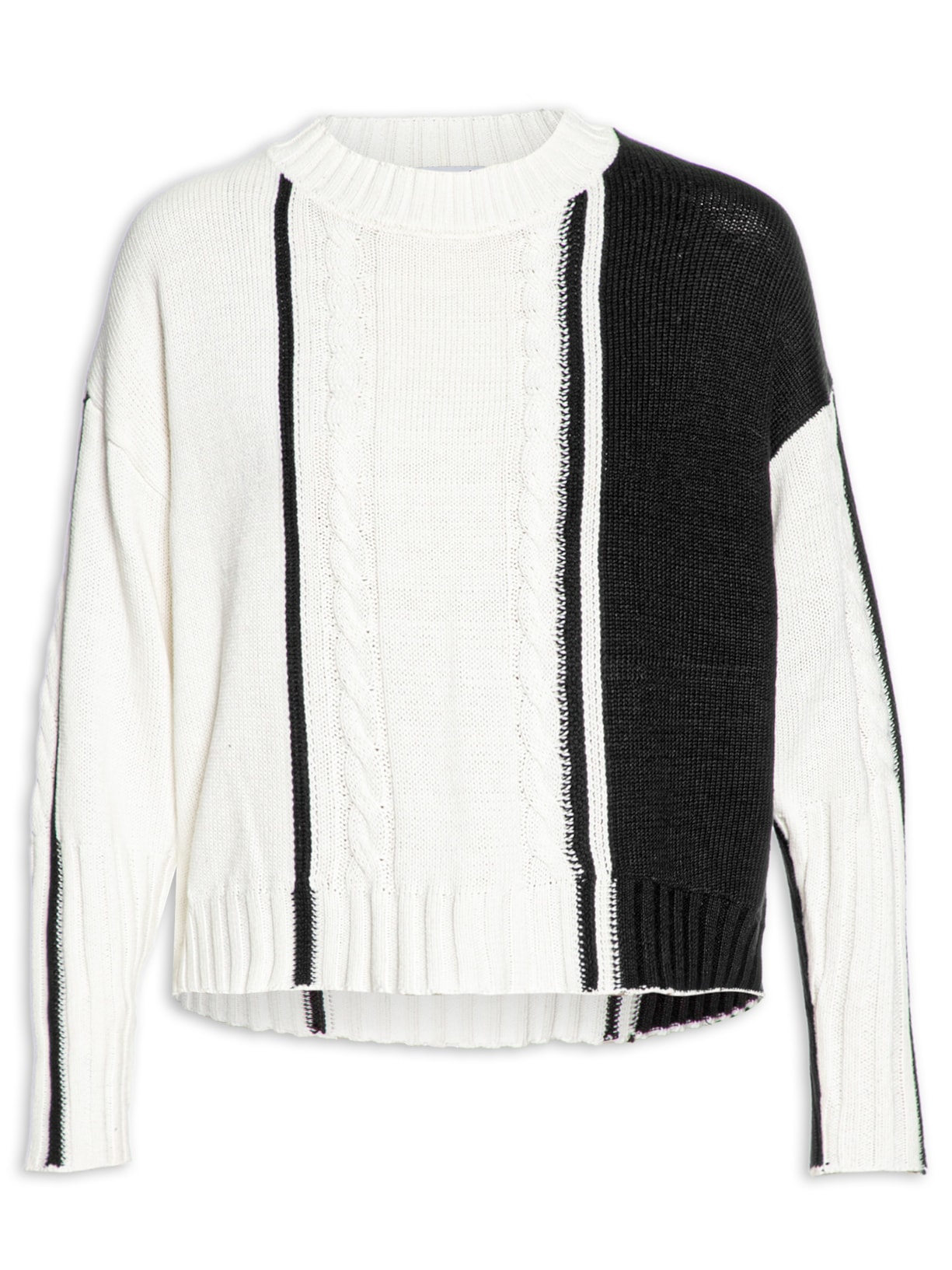 Suéter Feminino Em Tricot Listrado - Preto