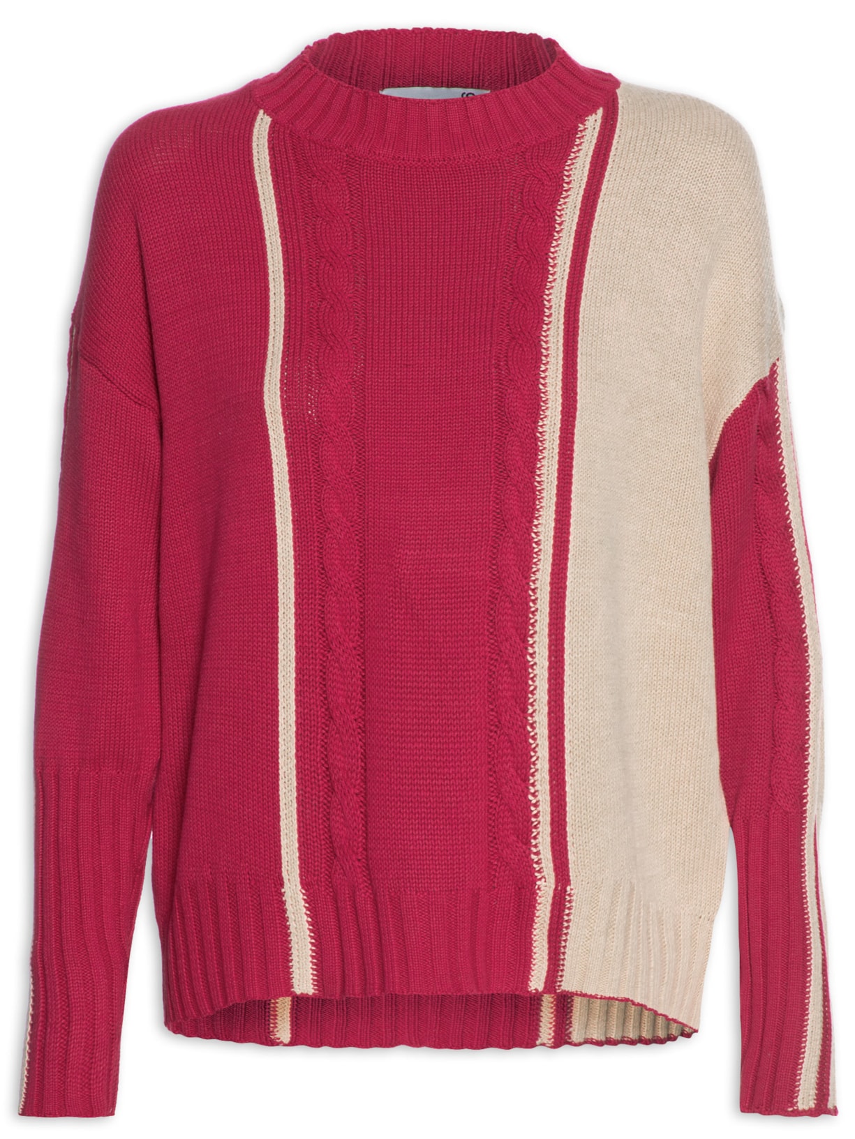 Suéter Feminino Em Tricot Listrado - Rosa