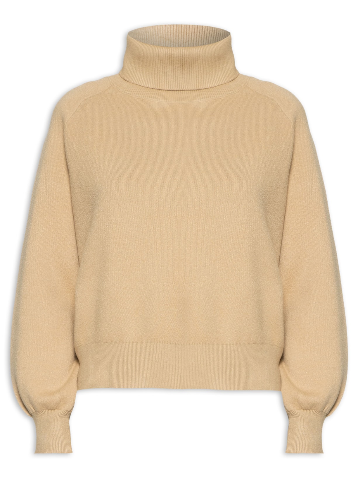 Suéter Feminino Em Tricot Manga Longa - Bege