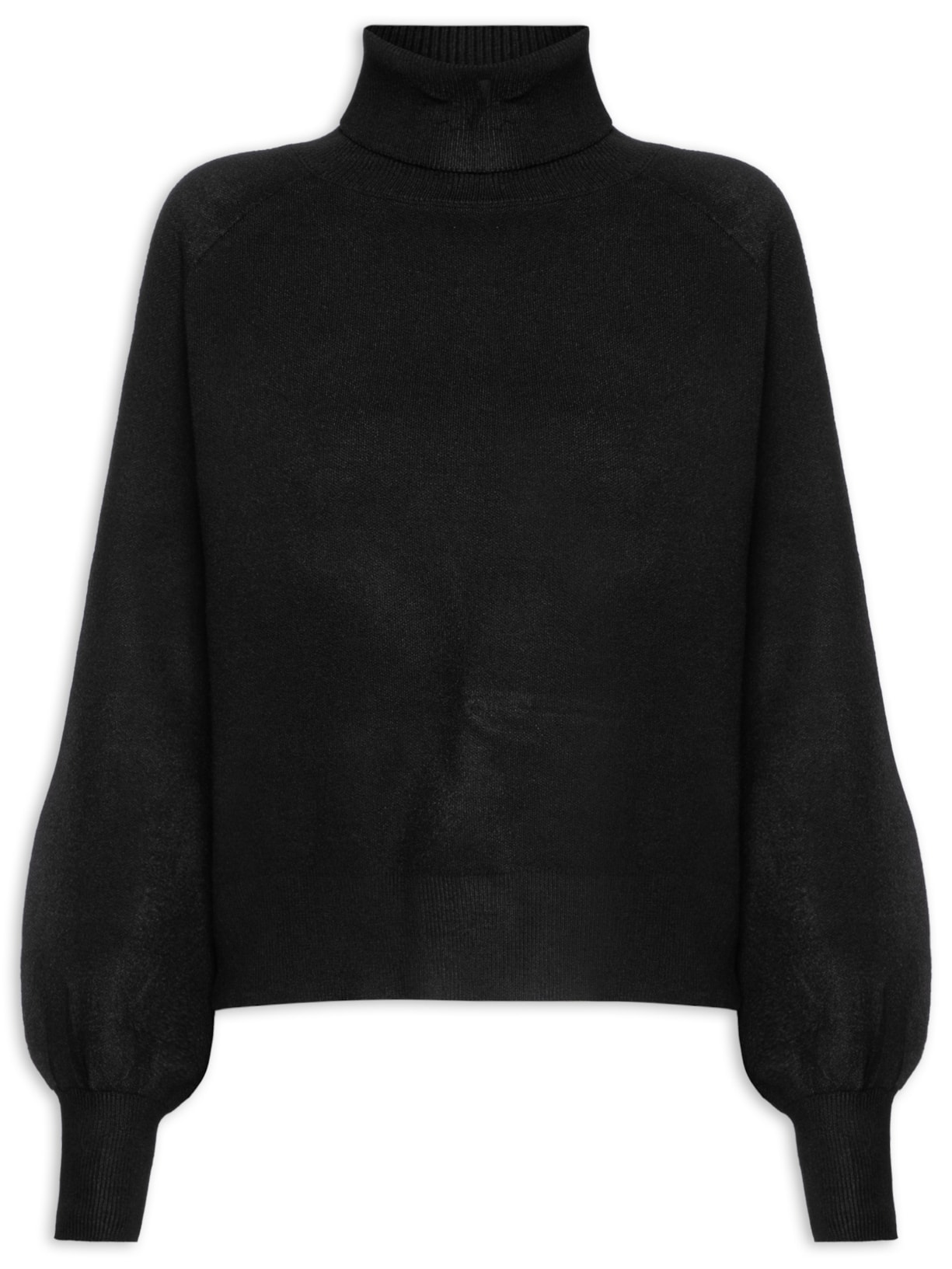 Suéter Feminino Em Tricot Manga Longa - Preto