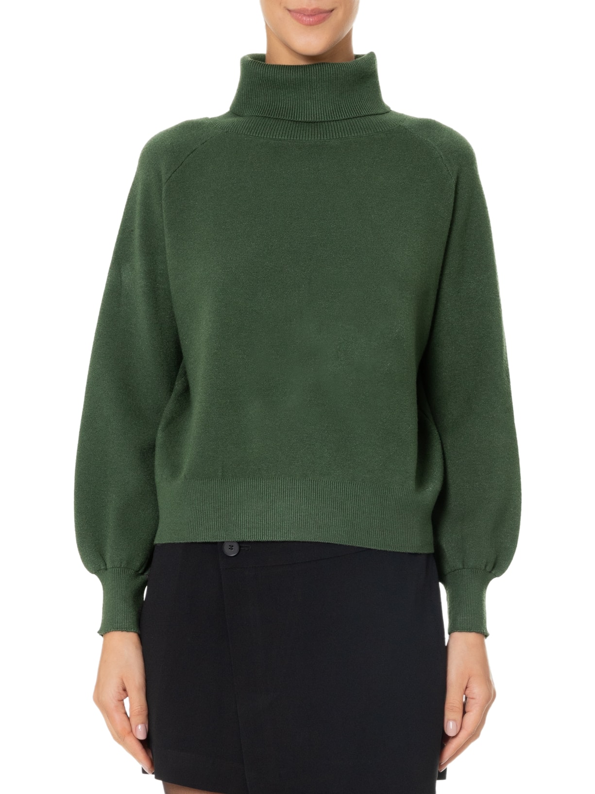 Suéter Feminino Em Tricot Manga Longa Verde '2Essential