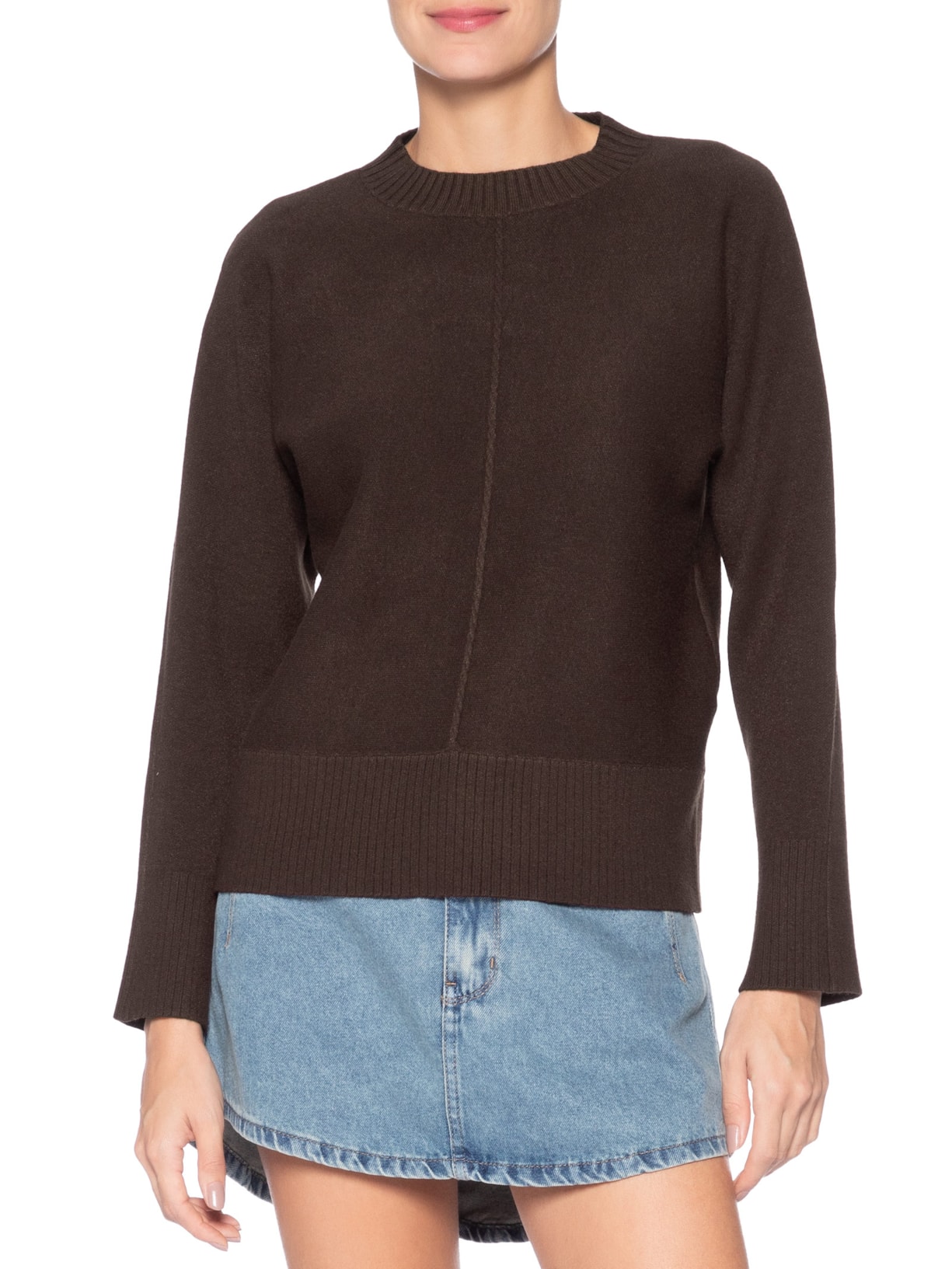 Sueter Feminino em Tricot Marrom Market 33