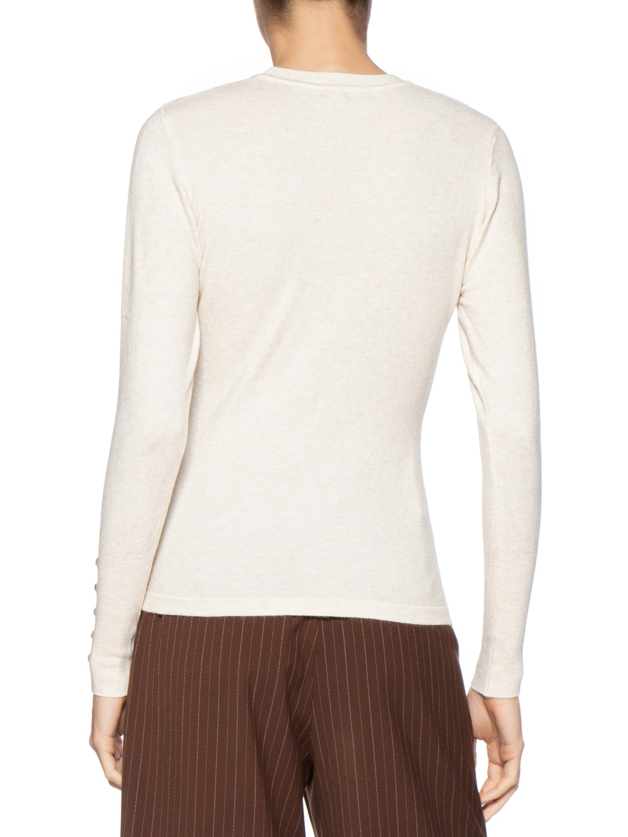 Suéter Feminino Em Tricot Off White Basiq