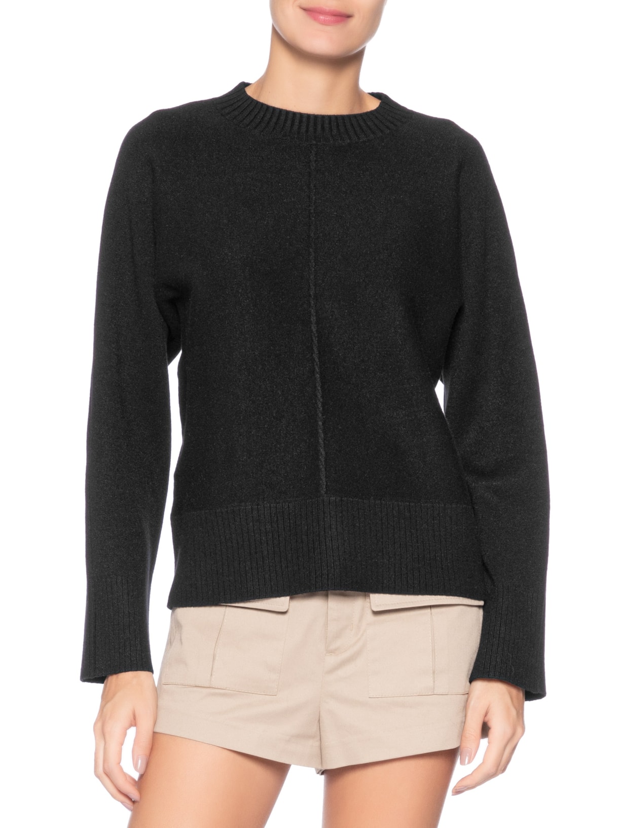 Sueter Feminino em Tricot Preto Market 33