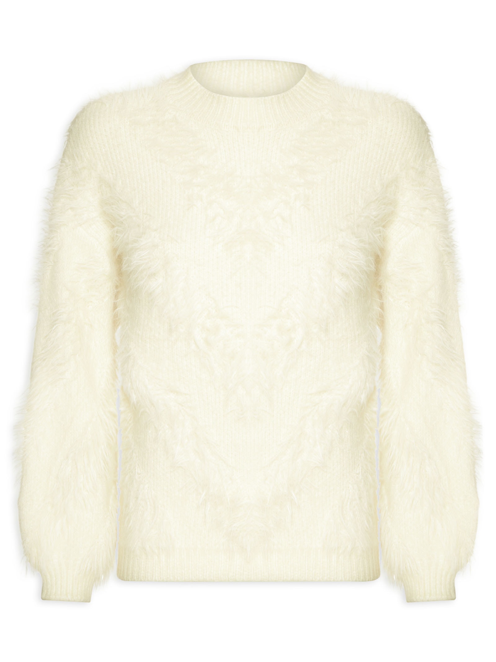 Market 33 - Suéter Feminino Felpudo Em Tricot - Off White