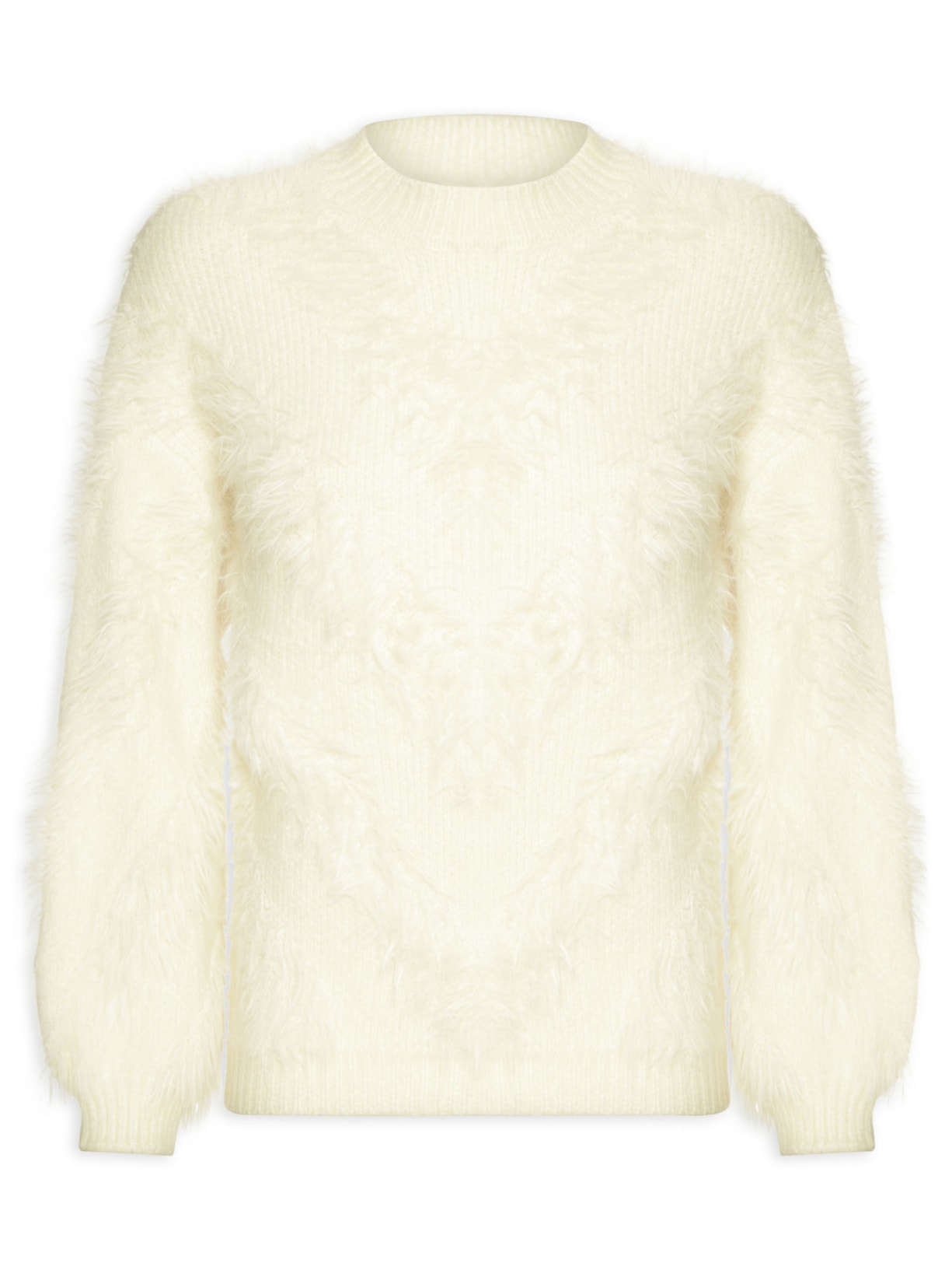 Suéter Feminino Felpudo Em Tricot - Off White